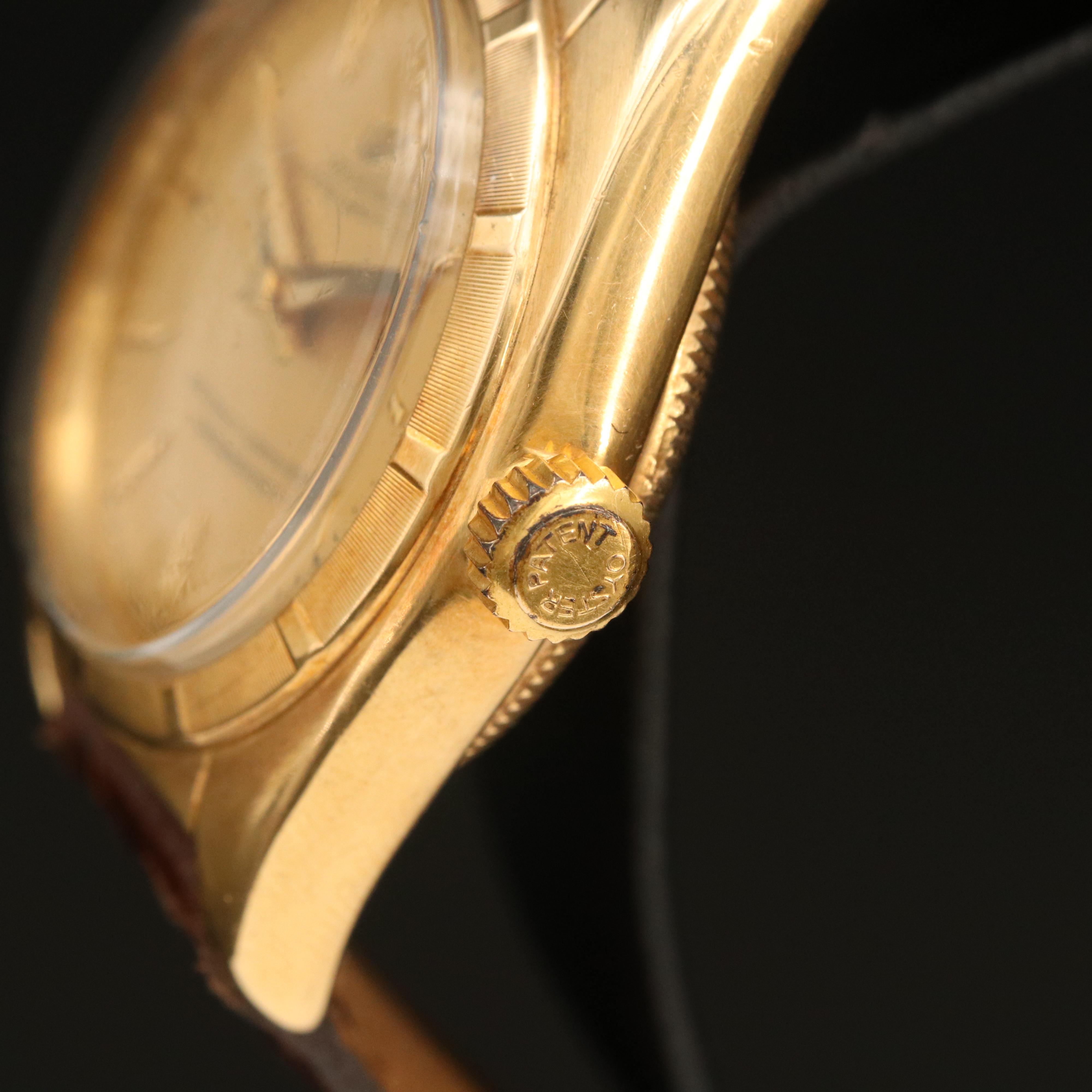 1948 Rolex Oyster Perpetual 5011 Bubble Back 18K Yellow Gold Watch