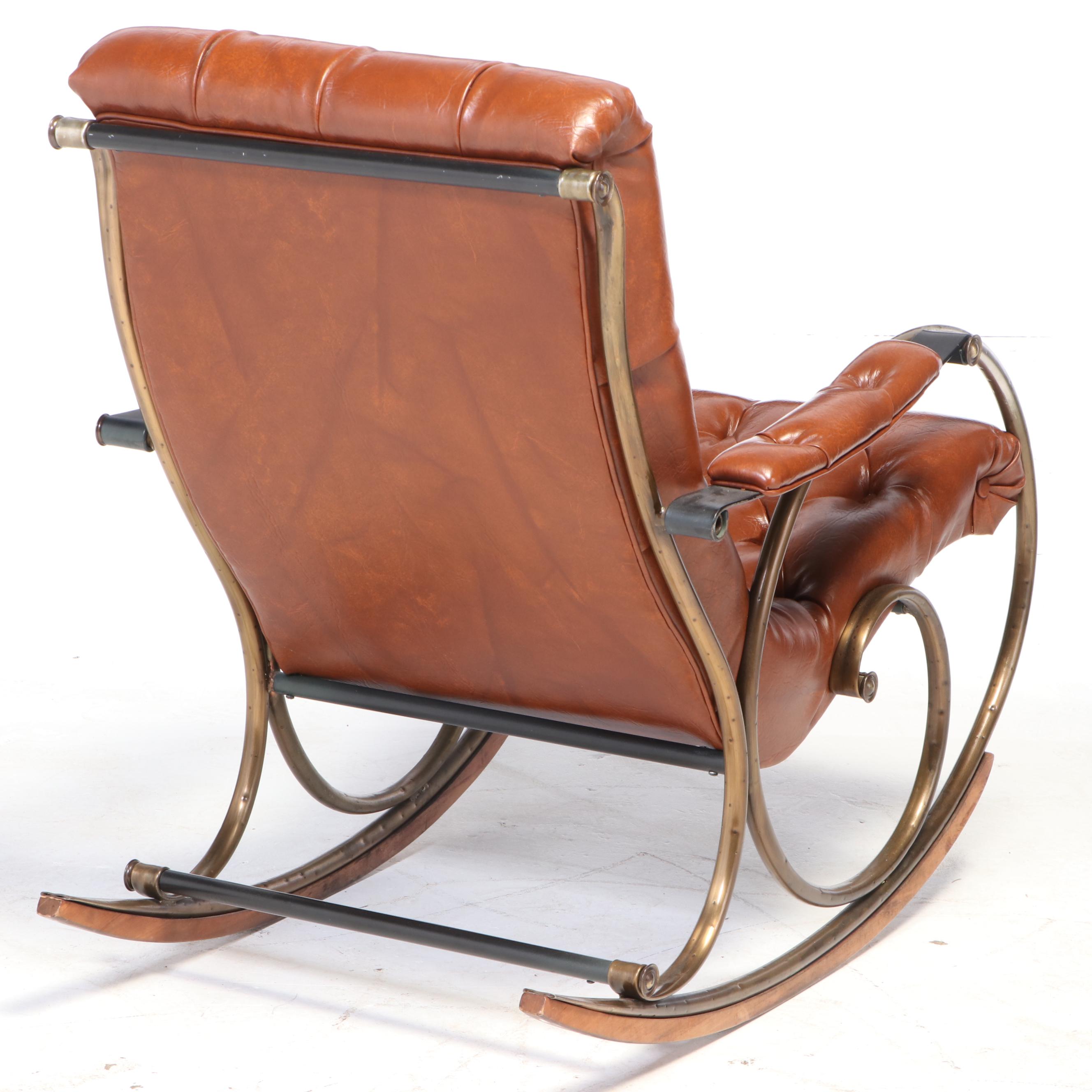 Lee Woodard Modernist Brass-Plated and Tubular Metal Rocker, circa 1970