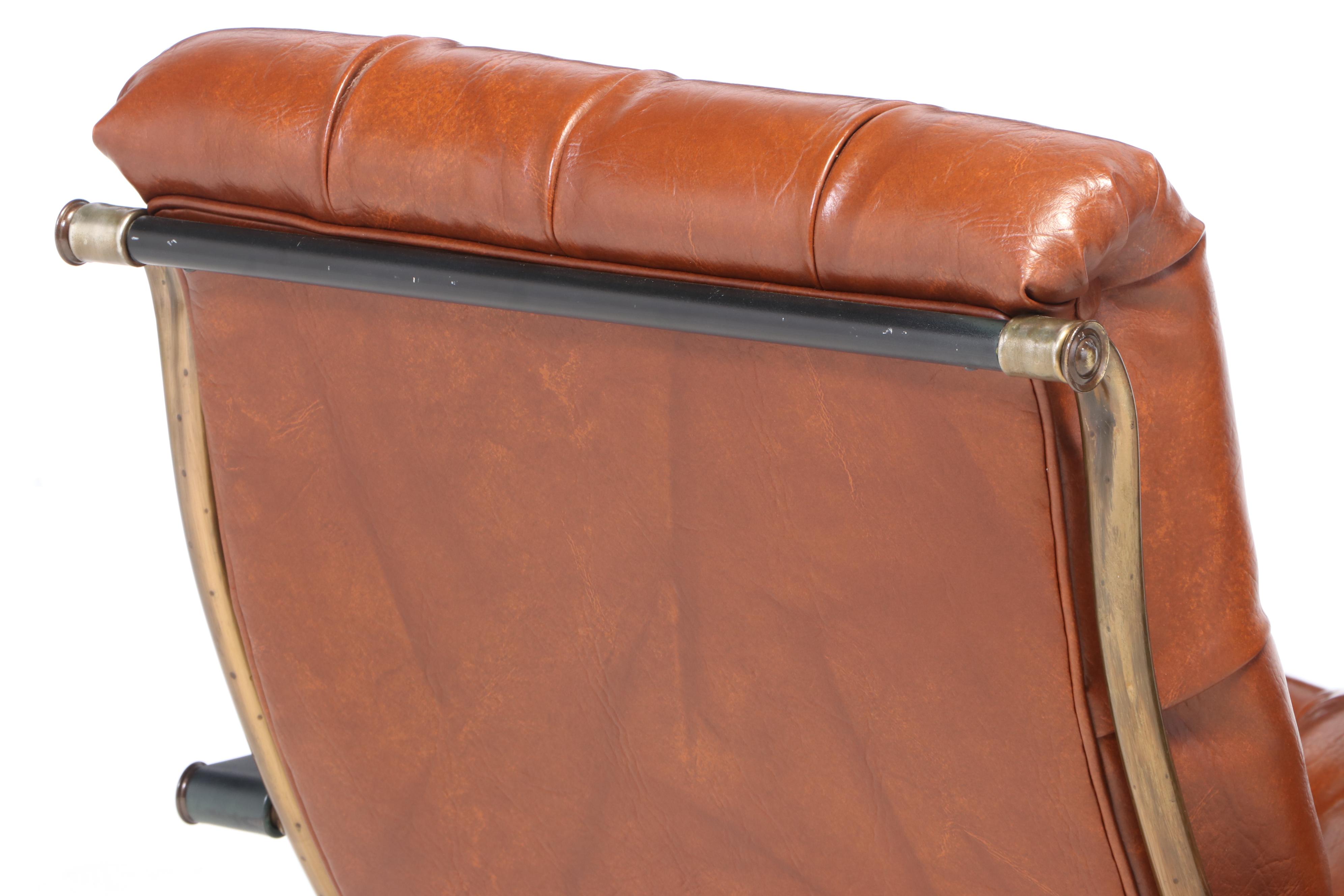 Lee Woodard Modernist Brass-Plated and Tubular Metal Rocker, circa 1970