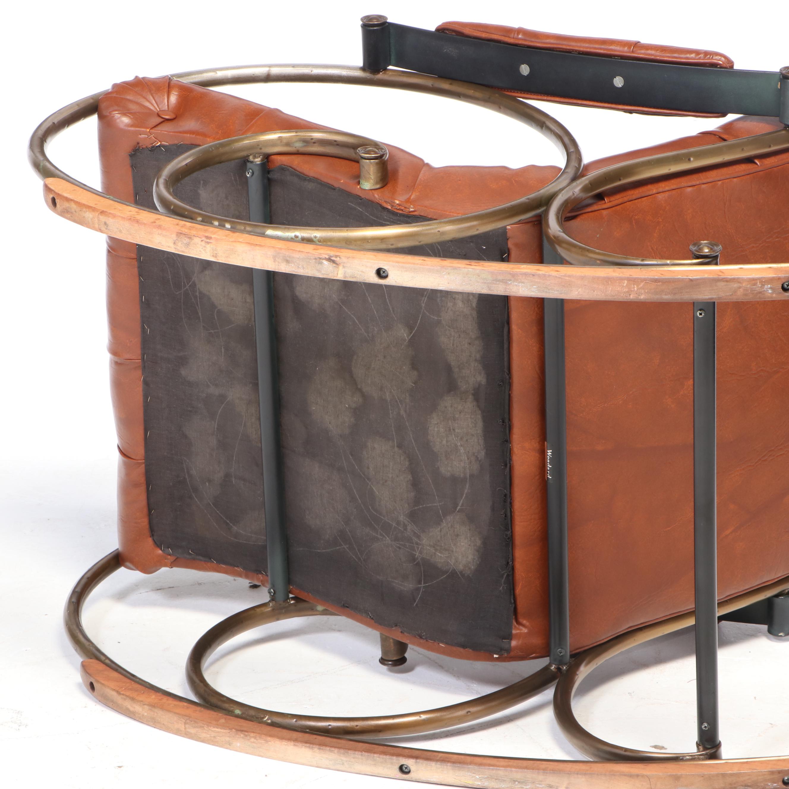 Lee Woodard Modernist Brass-Plated and Tubular Metal Rocker, circa 1970