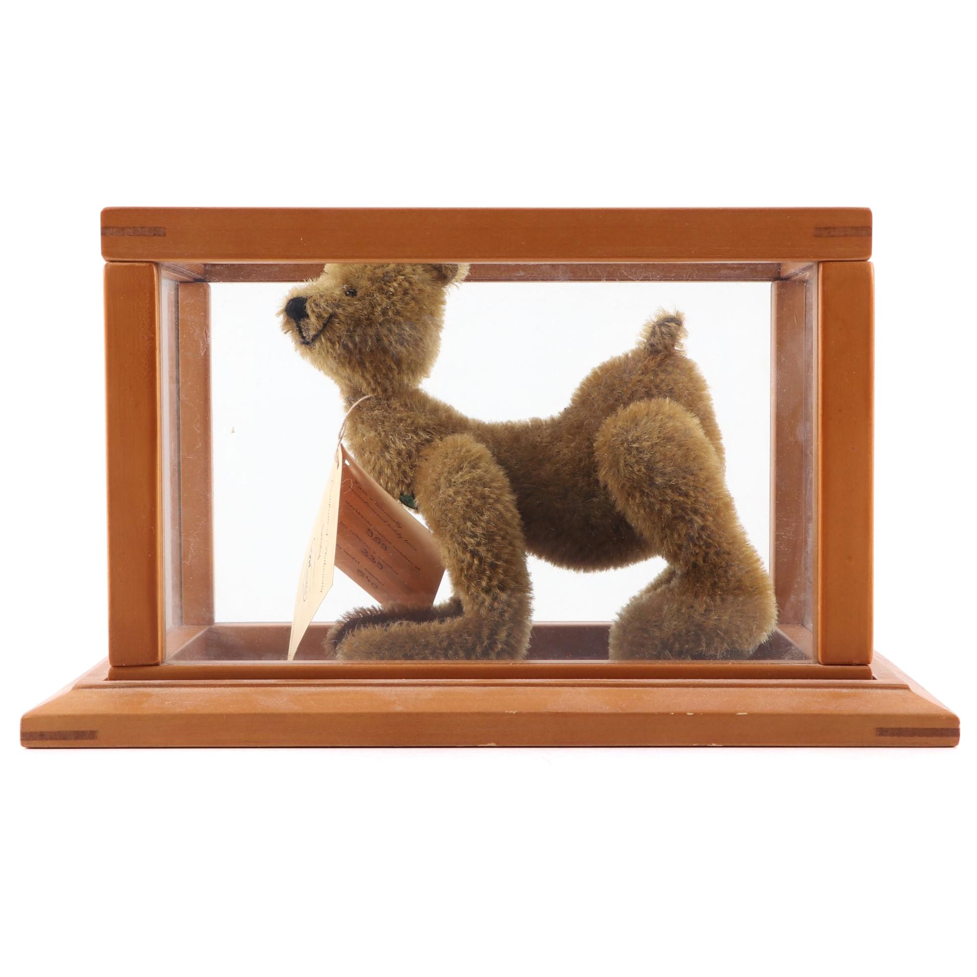 German Limited Edition Handmade Bear "Smily" by Martin in Display Case