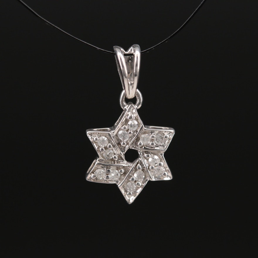 Sterling Diamond Star of David Pendant
