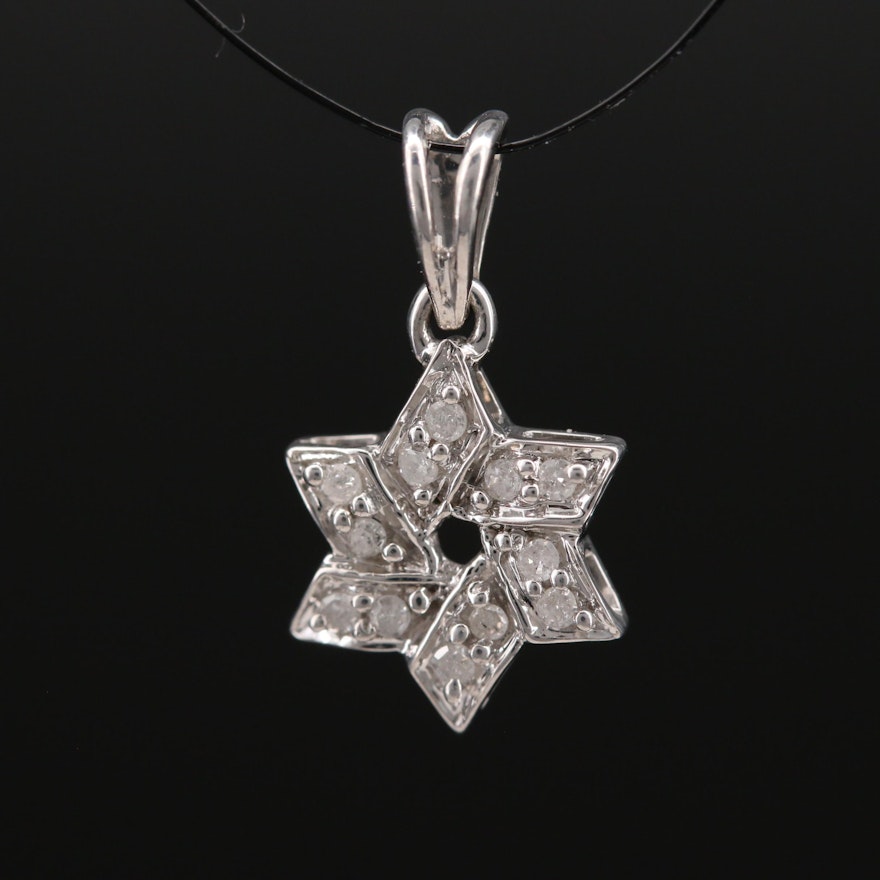 Sterling Diamond Star of David Pendant