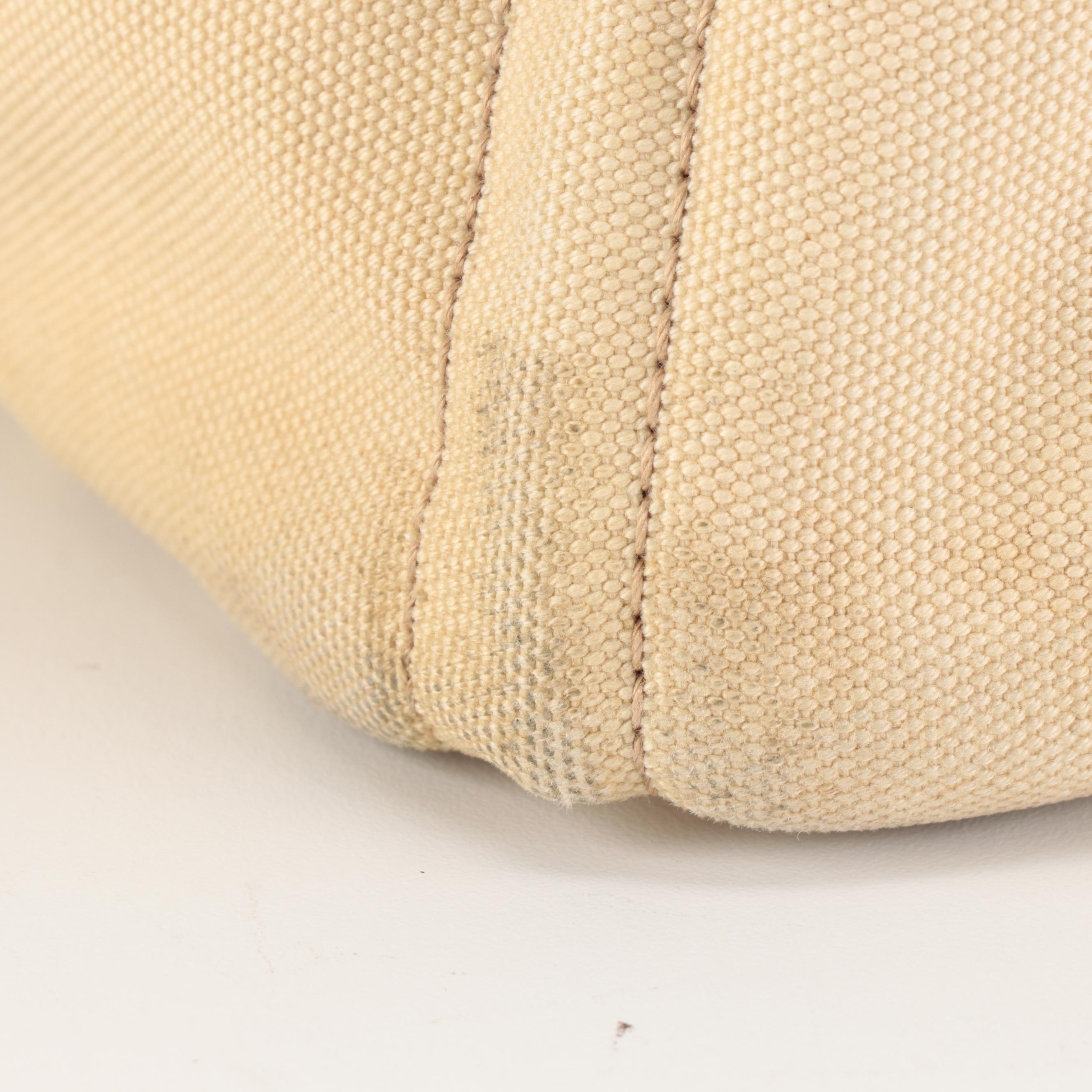 Prada Beige Canapa Embroidered Logo Canvas Tote