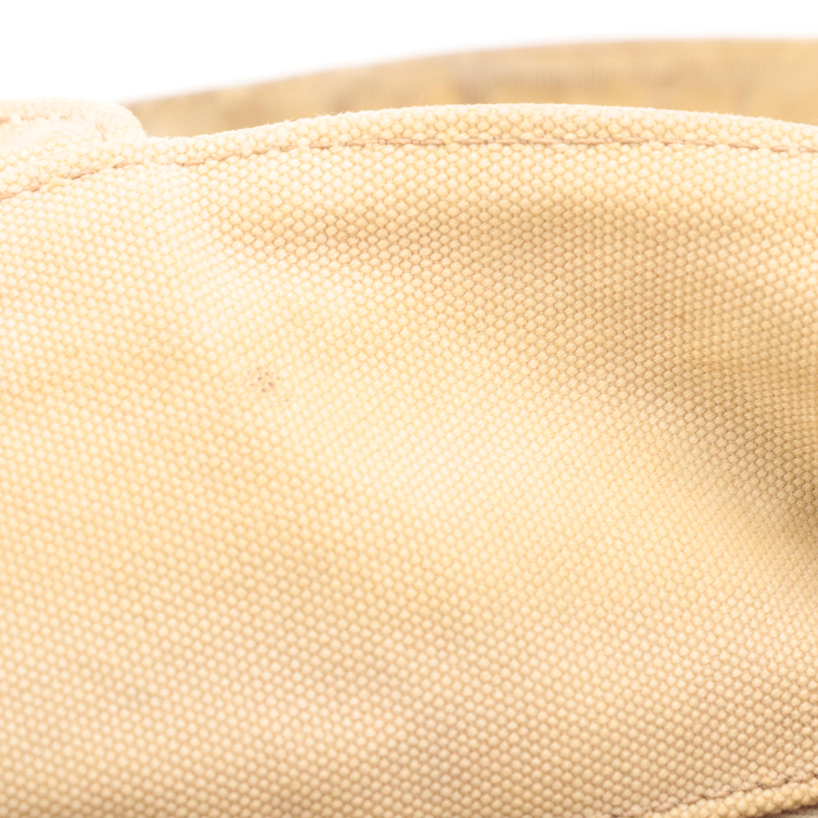 Prada Beige Canapa Embroidered Logo Canvas Tote