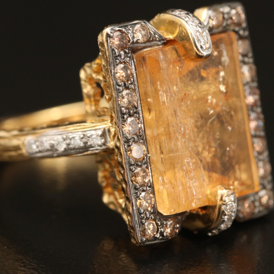 18K 7.72 CT Topaz and Diamond Ring