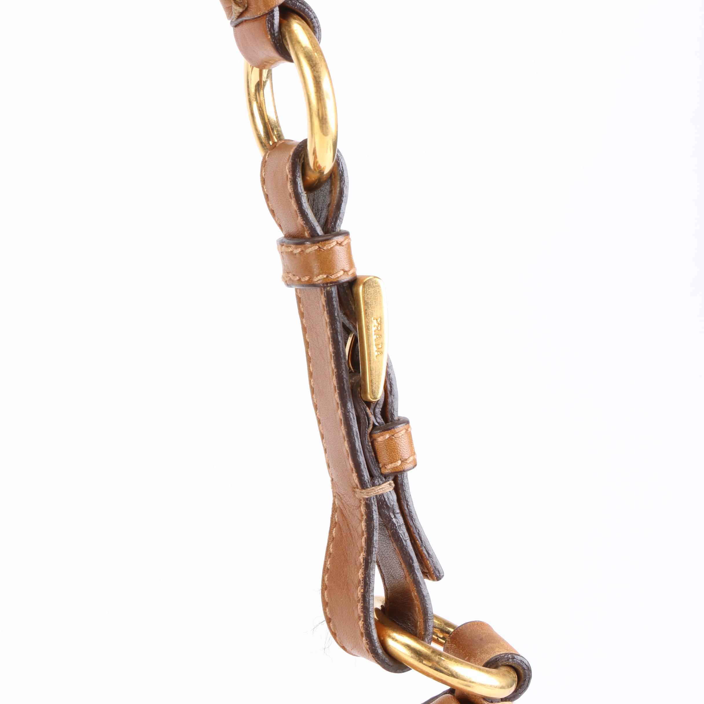 Prada Nylon and Leather Stripe Shoulder Bag