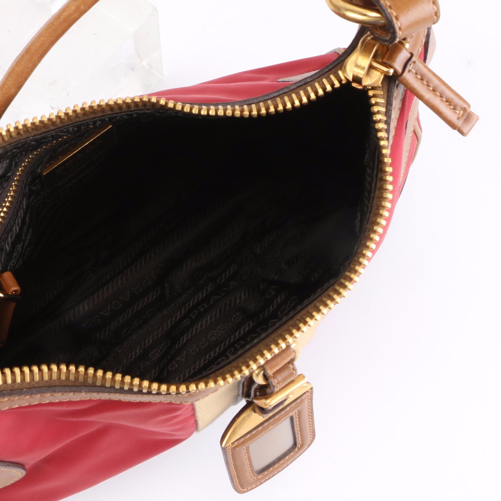 Prada Nylon and Leather Stripe Shoulder Bag