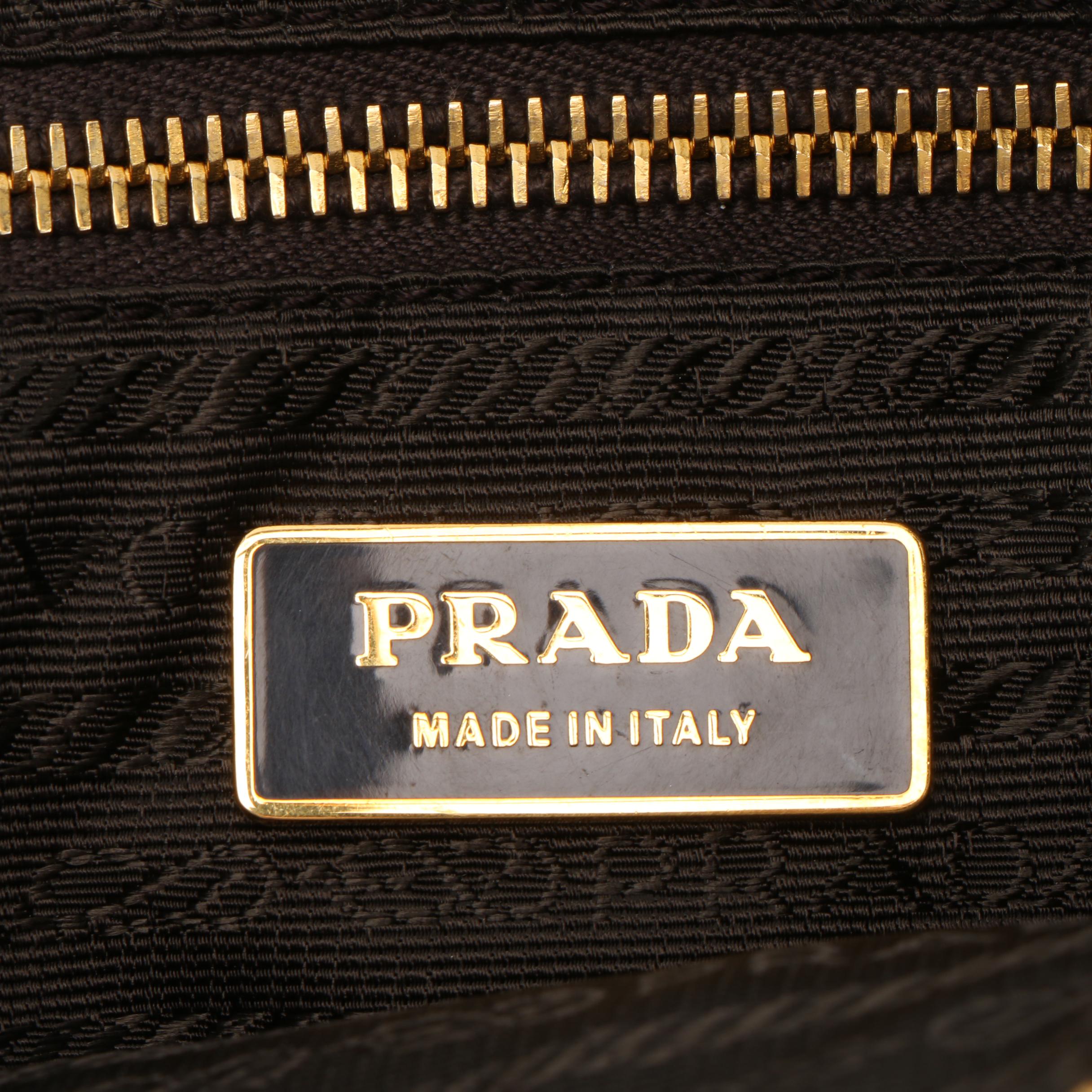 Prada Nylon and Leather Stripe Shoulder Bag