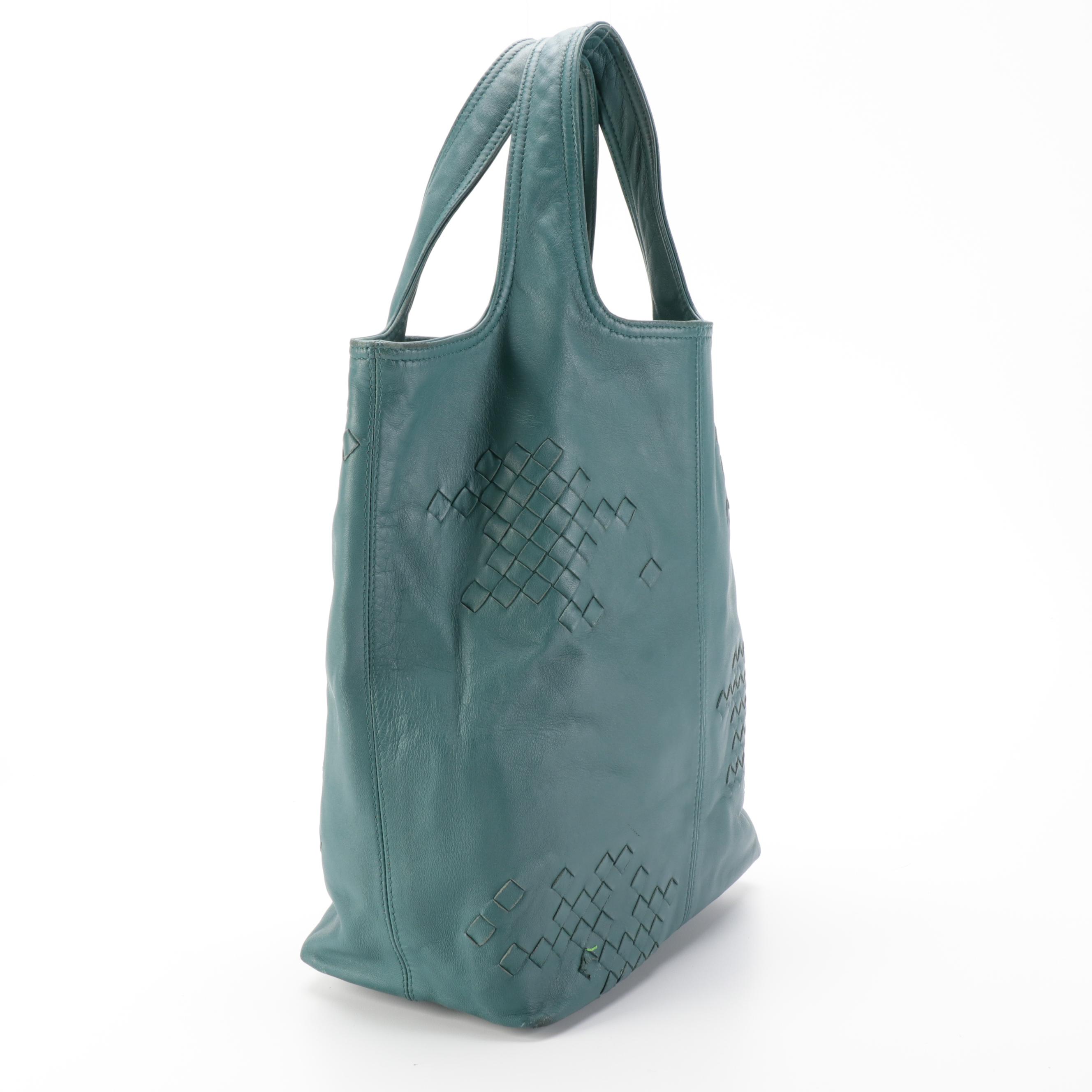 Bottega Veneta Leather Tote Bag with Intrecciato Detail