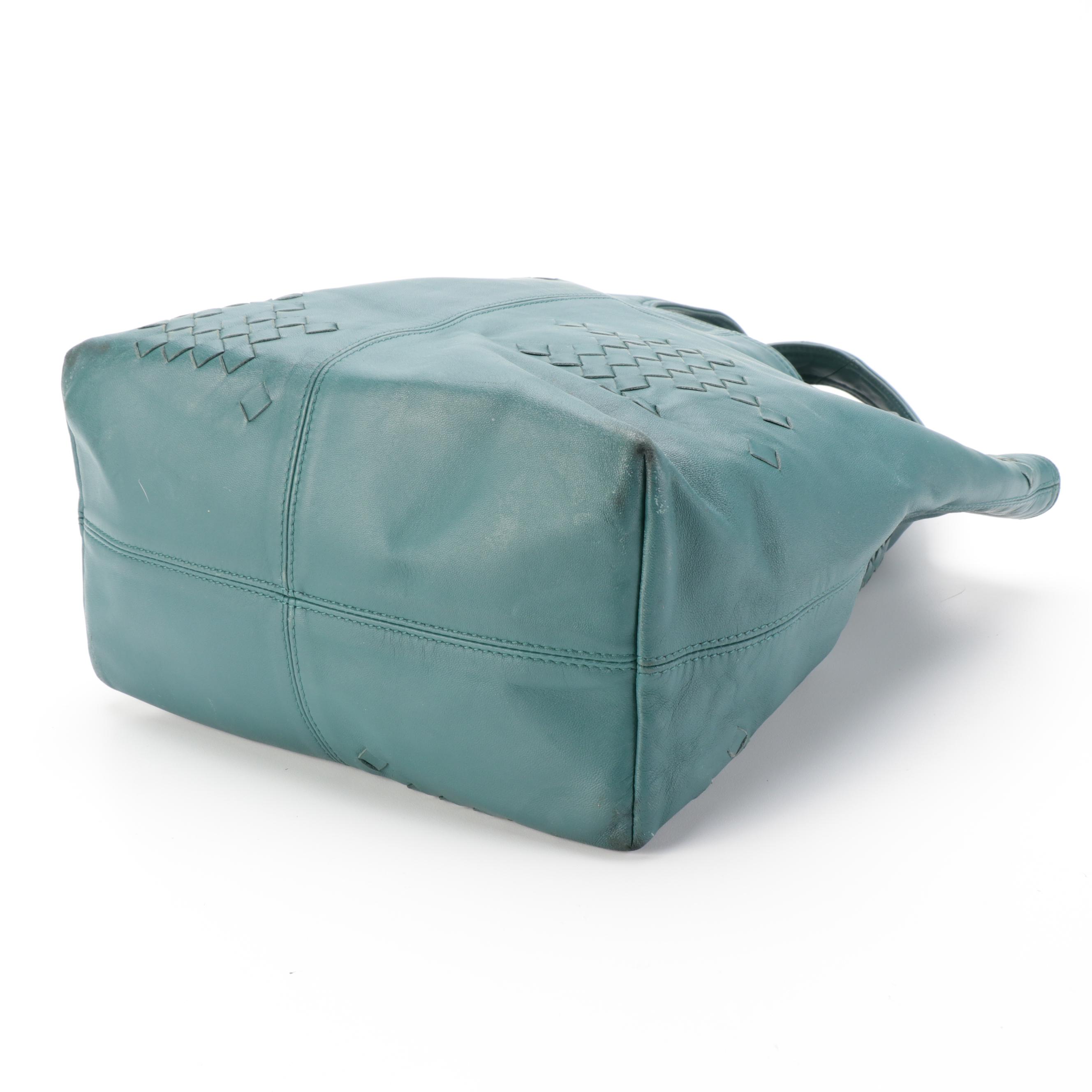 Bottega Veneta Leather Tote Bag with Intrecciato Detail