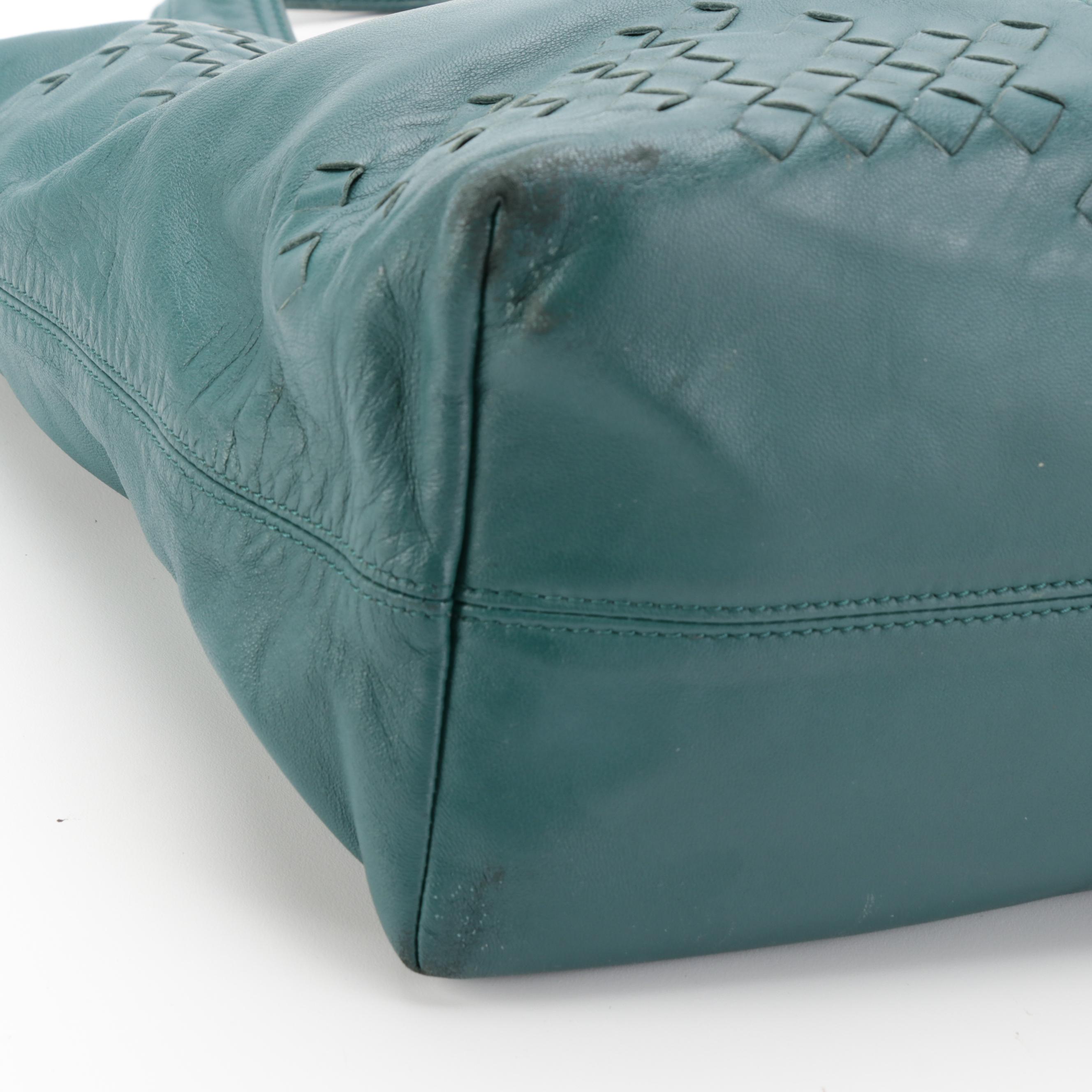 Bottega Veneta Leather Tote Bag with Intrecciato Detail