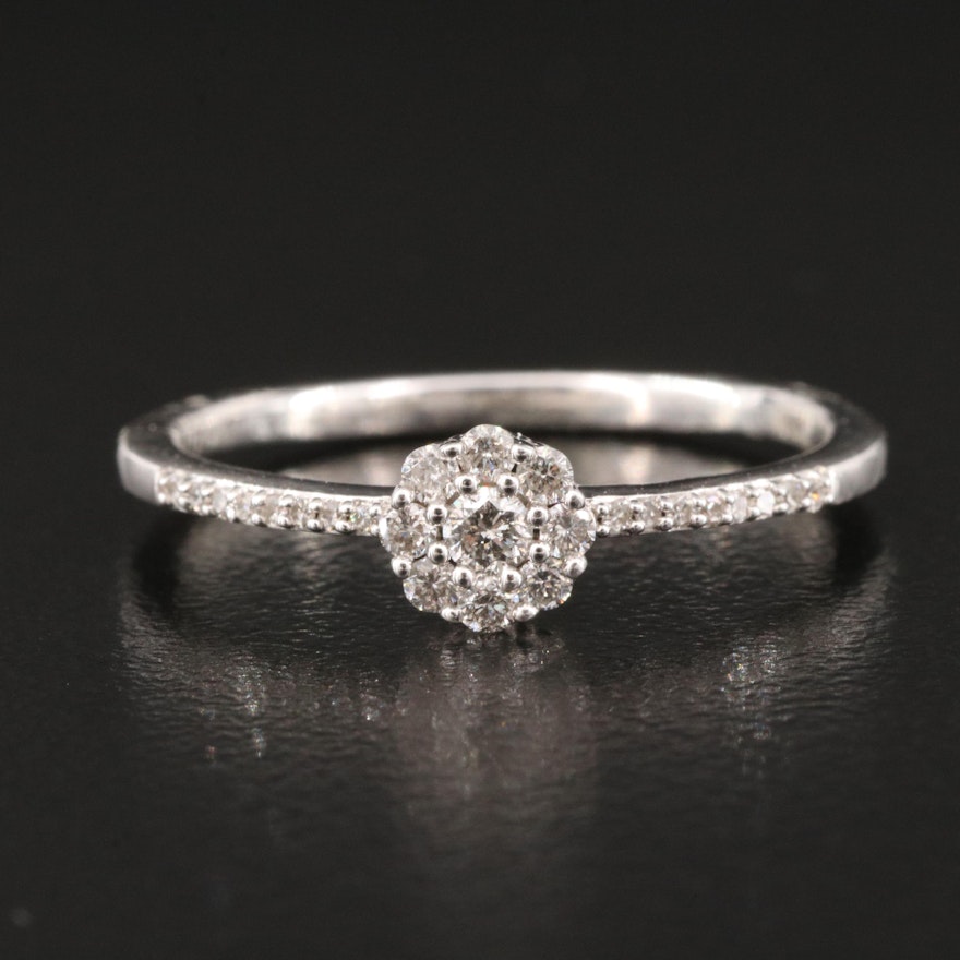 Sterling Diamond Cluster Ring