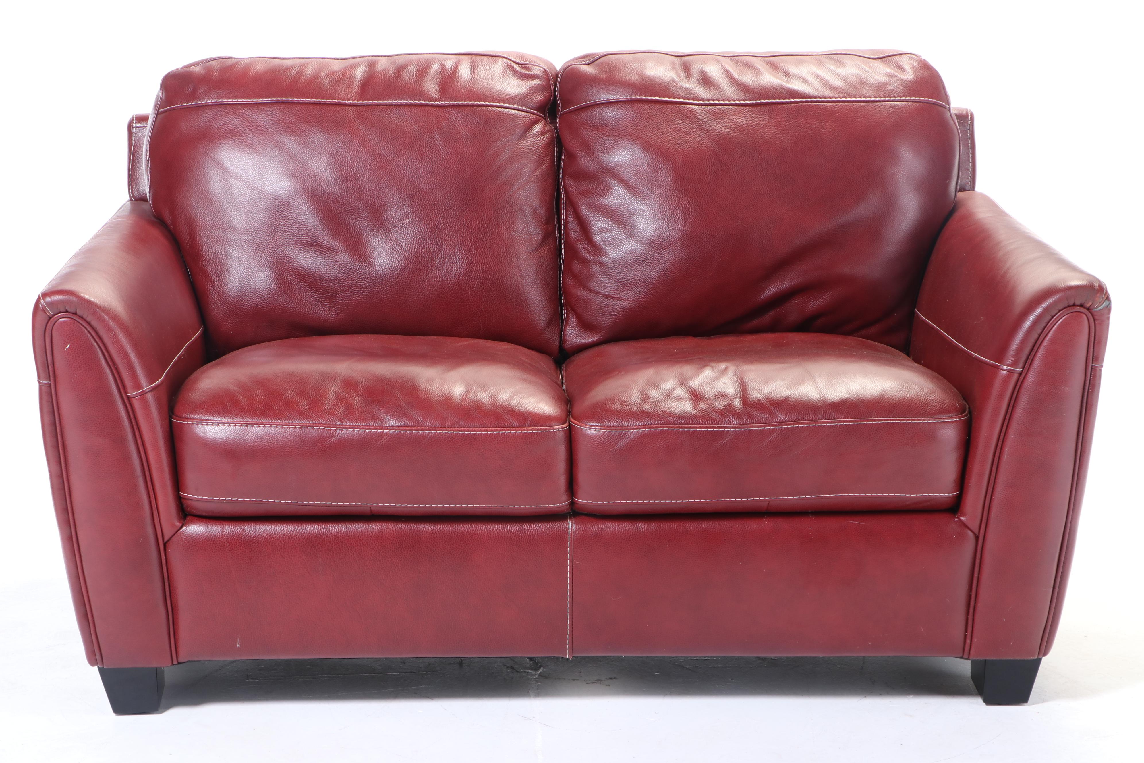 Shanghai Trayton Furniture Co. Red Bonded Leather Loveseat
