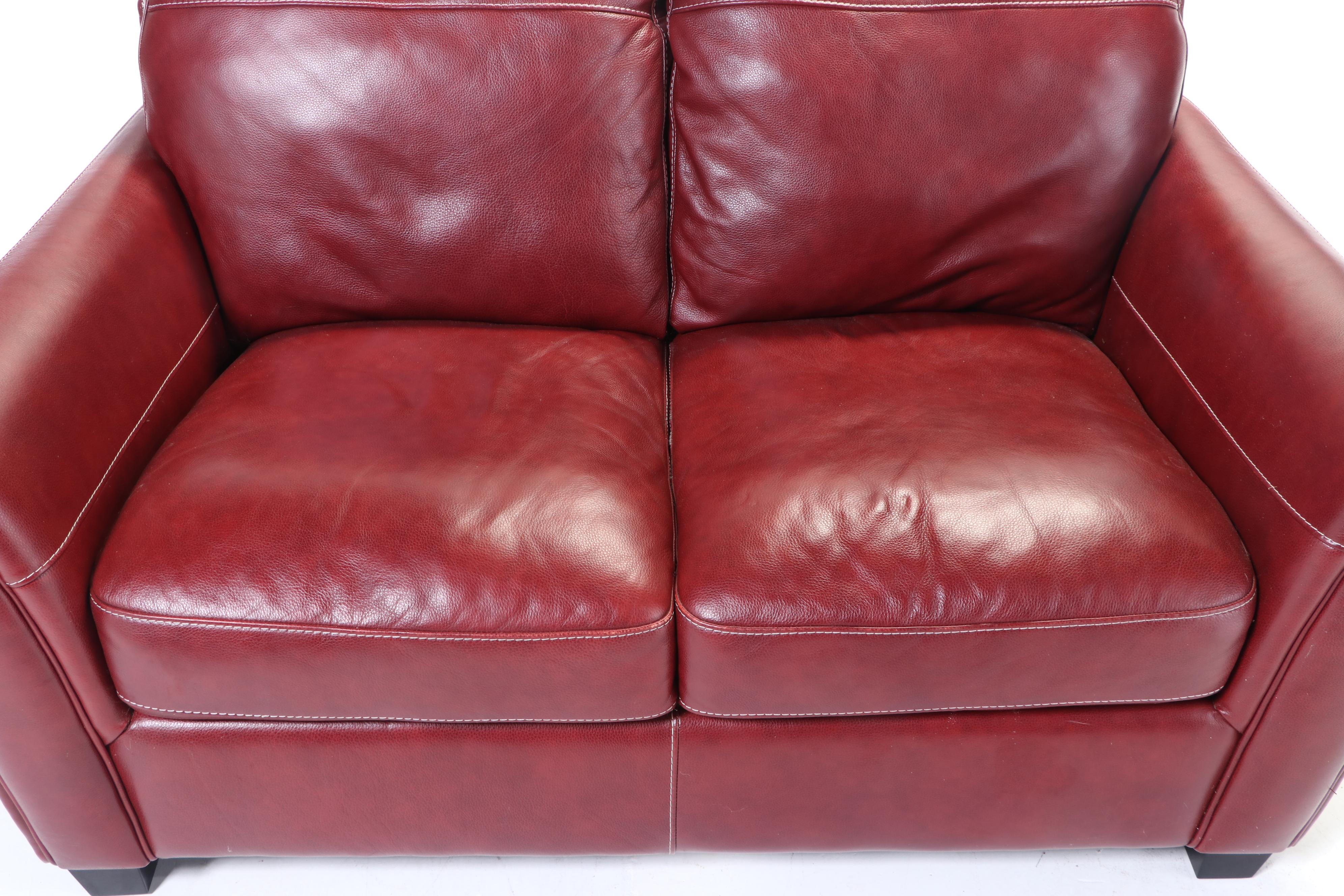 Shanghai Trayton Furniture Co. Red Bonded Leather Loveseat