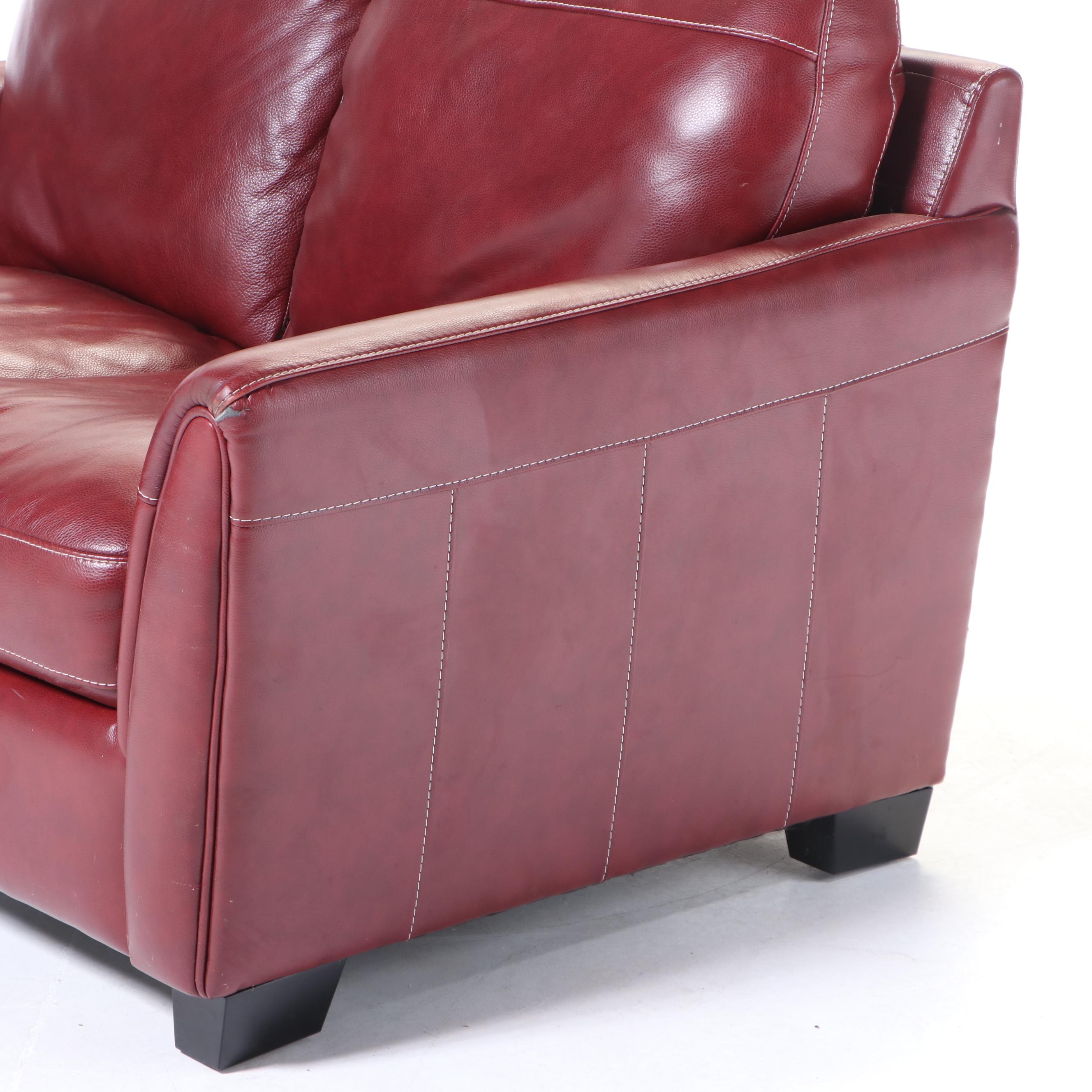Shanghai Trayton Furniture Co. Red Bonded Leather Loveseat