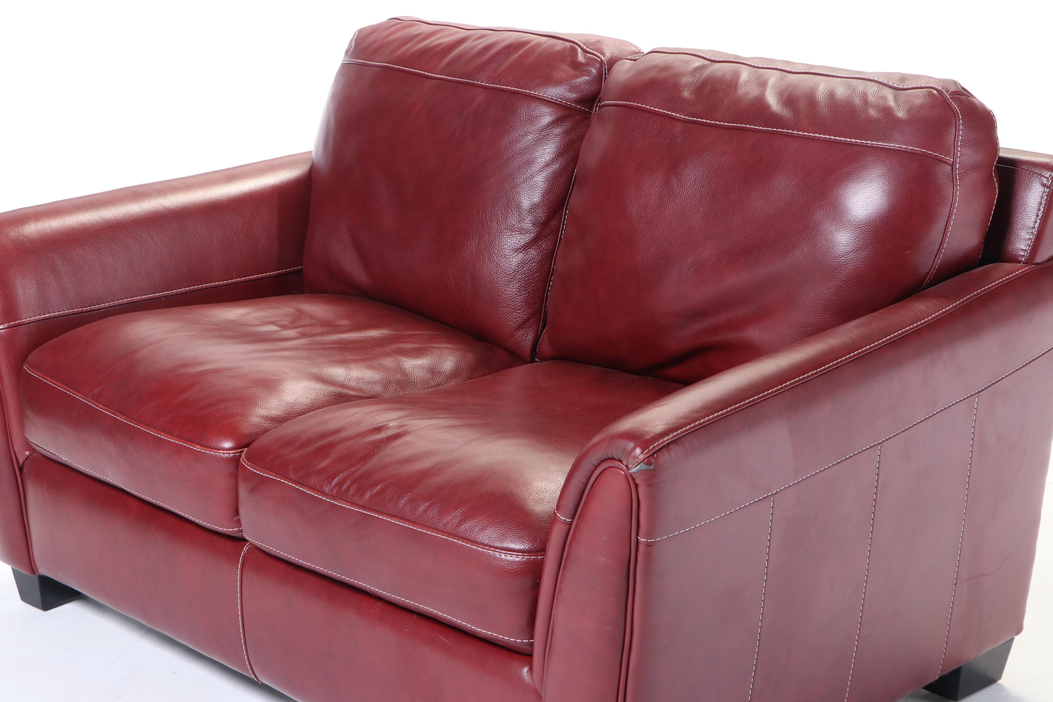Shanghai Trayton Furniture Co. Red Bonded Leather Loveseat