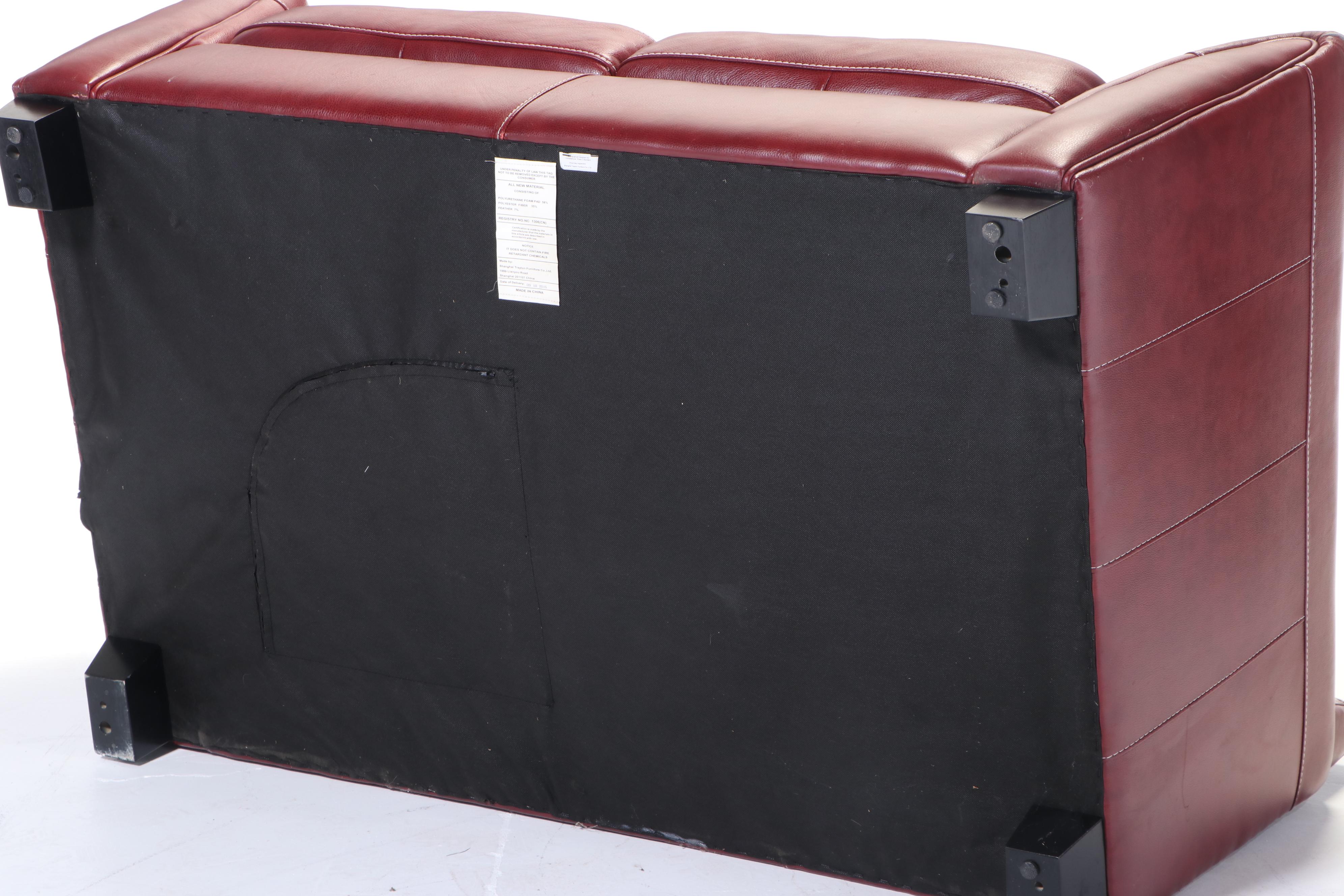 Shanghai Trayton Furniture Co. Red Bonded Leather Loveseat