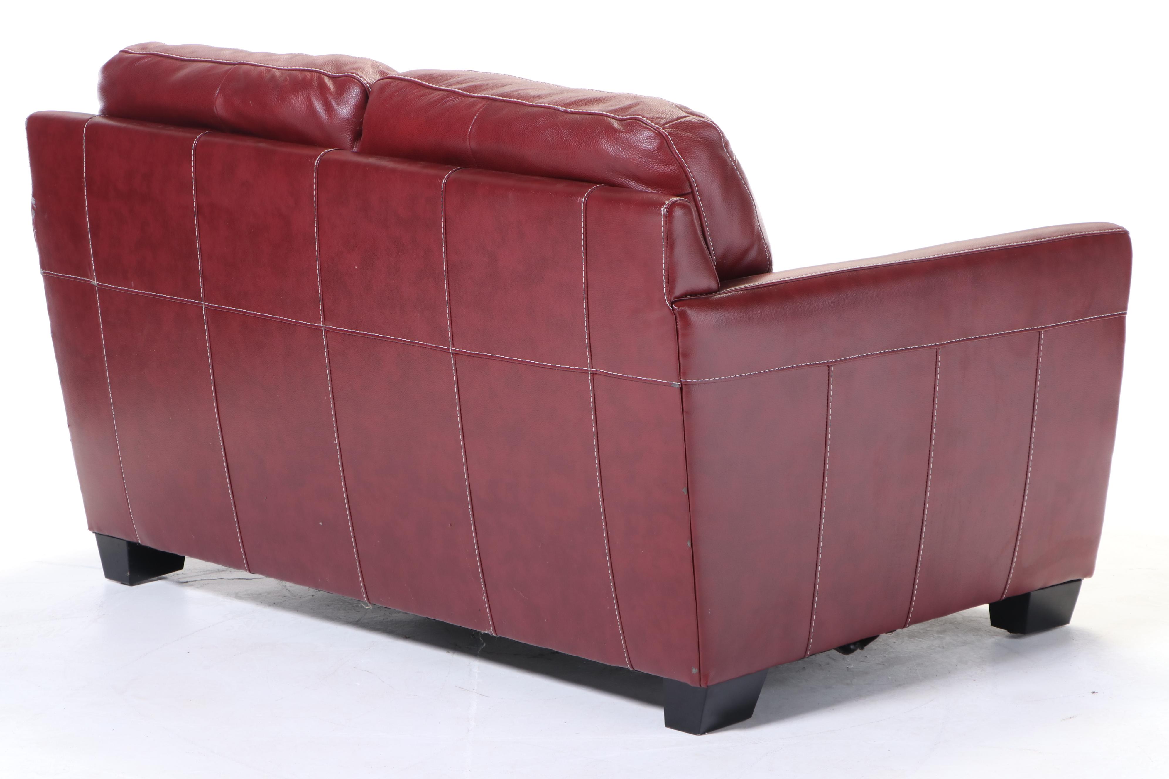 Shanghai Trayton Furniture Co. Red Bonded Leather Loveseat
