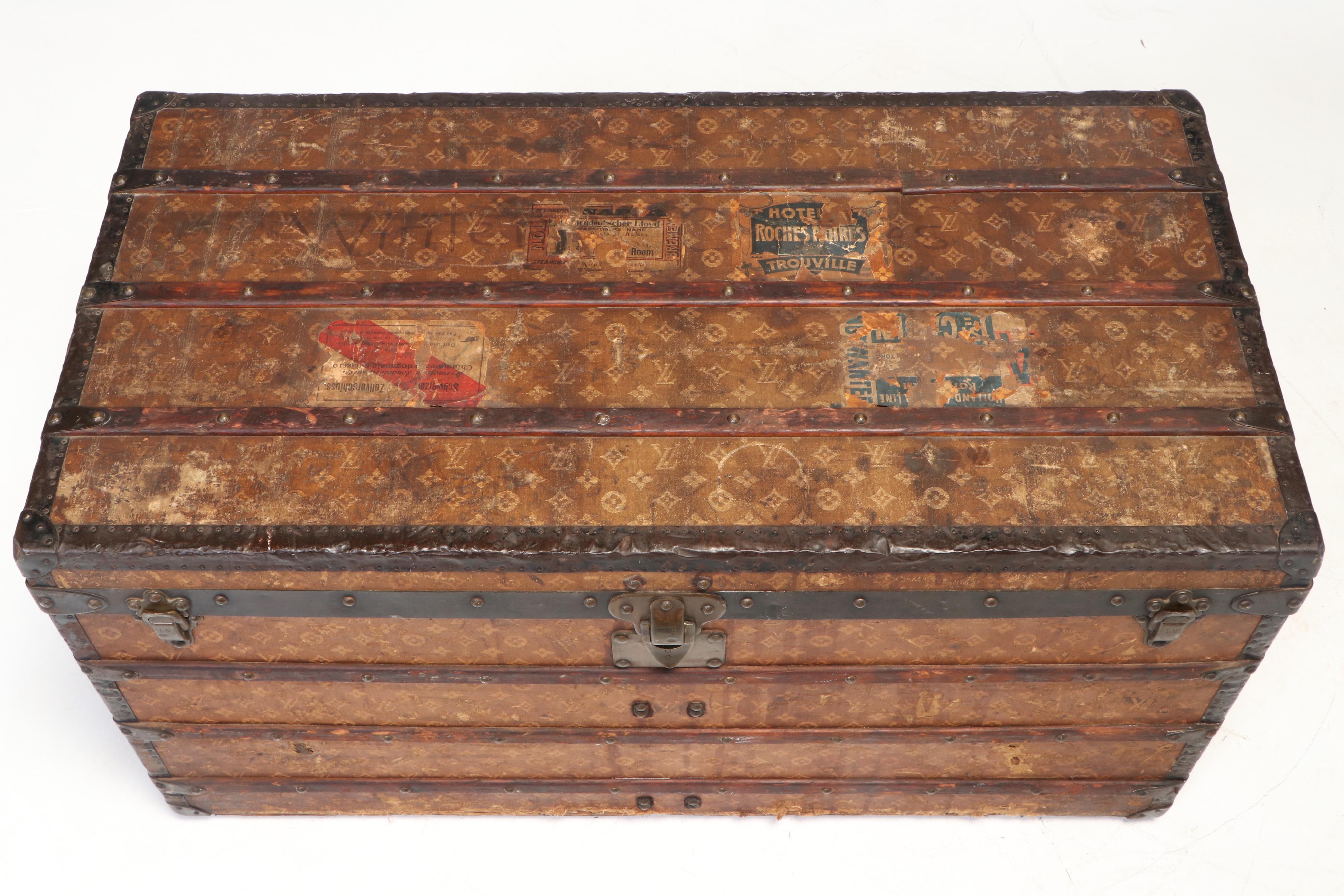 Louis Vuitton Steamer Trunk in Woven Monogram Canvas, Early 20th Century