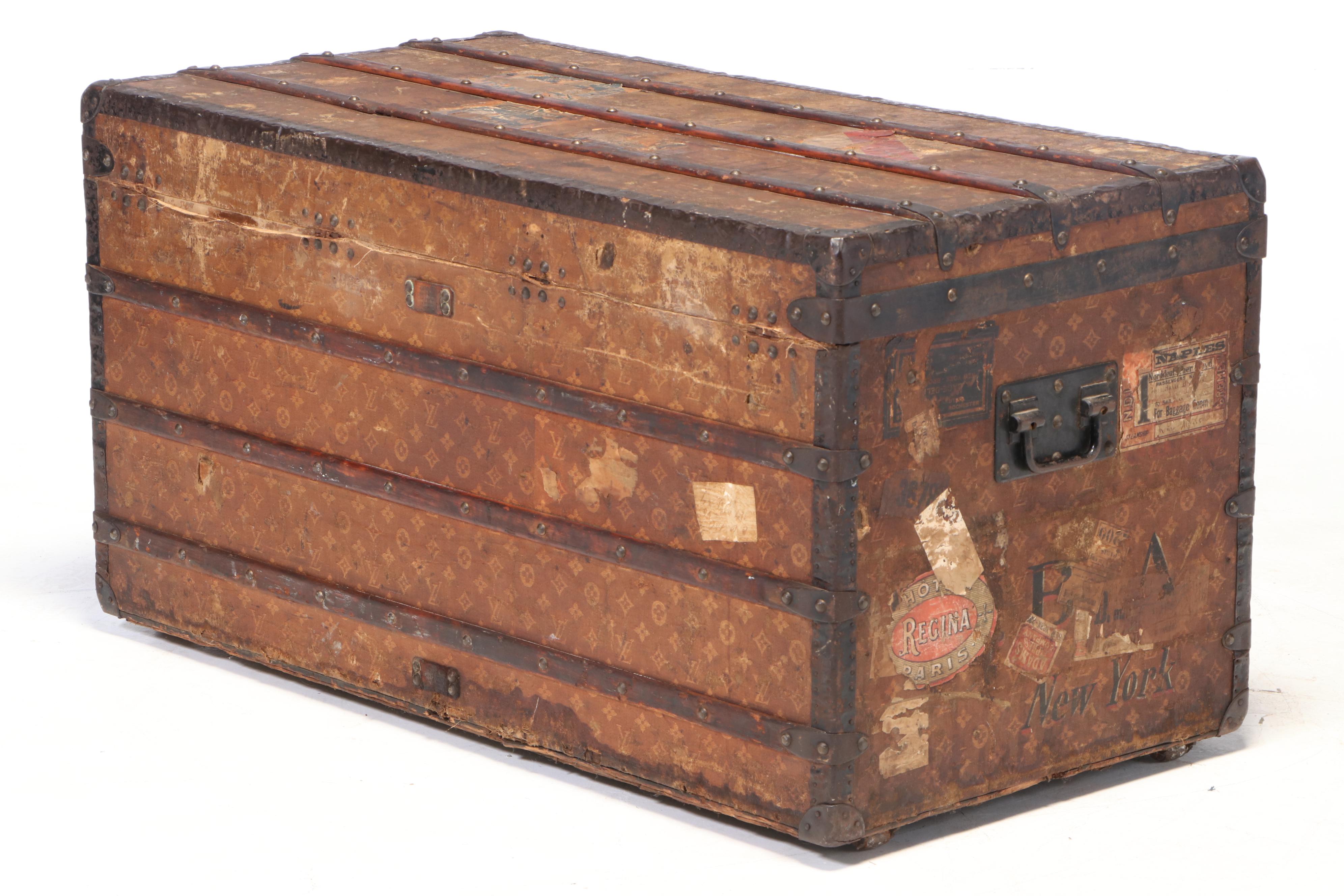 Louis Vuitton Steamer Trunk in Woven Monogram Canvas, Early 20th Century