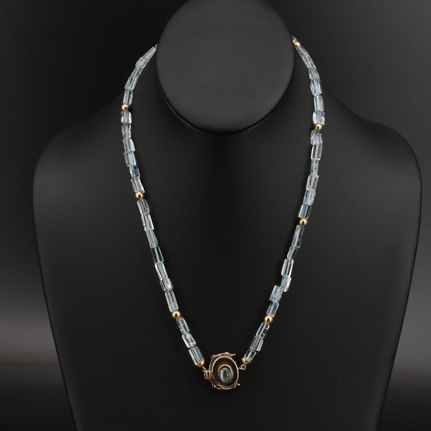 18K Topaz and Aquamarine Necklace