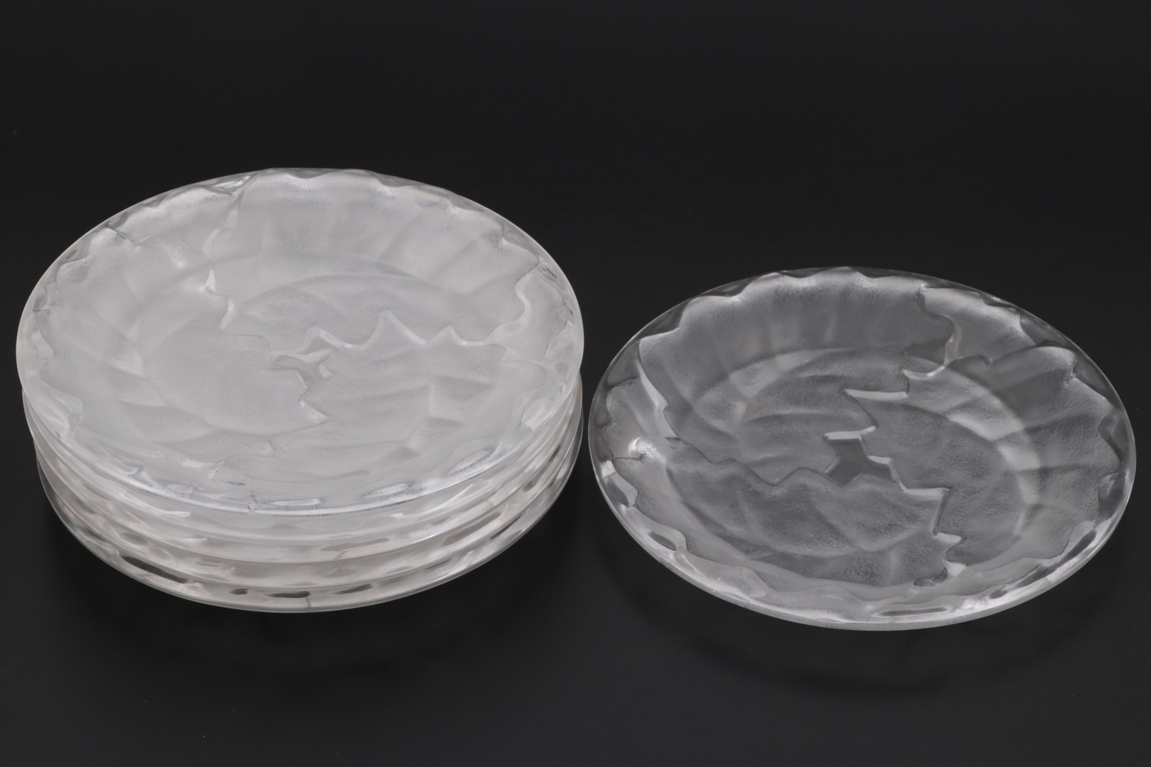 Lalique "Chene" Frosted Glass Dinner Plates EBTH