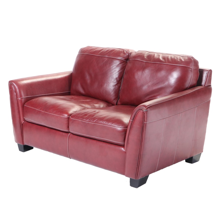 Shanghai Trayton Furniture Co. Red Bonded Leather Loveseat
