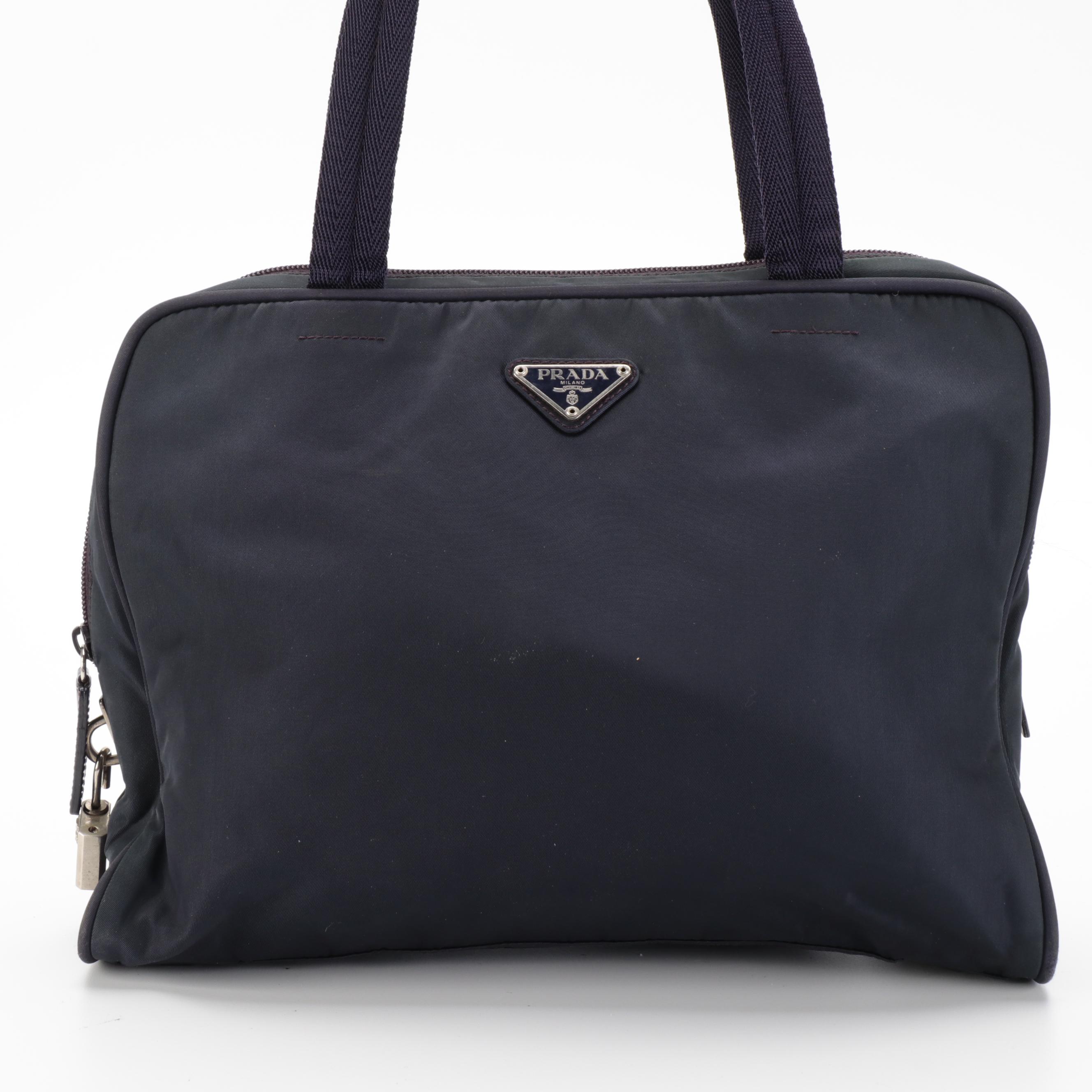 Prada Tessuto Nylon Shoulder Bag with Padlock