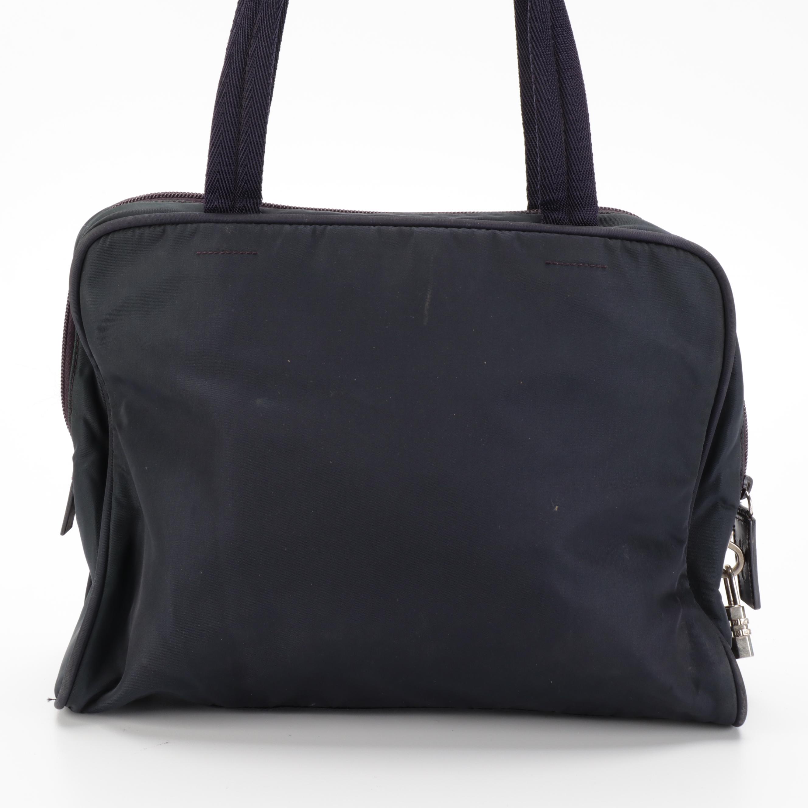 Prada Tessuto Nylon Shoulder Bag with Padlock