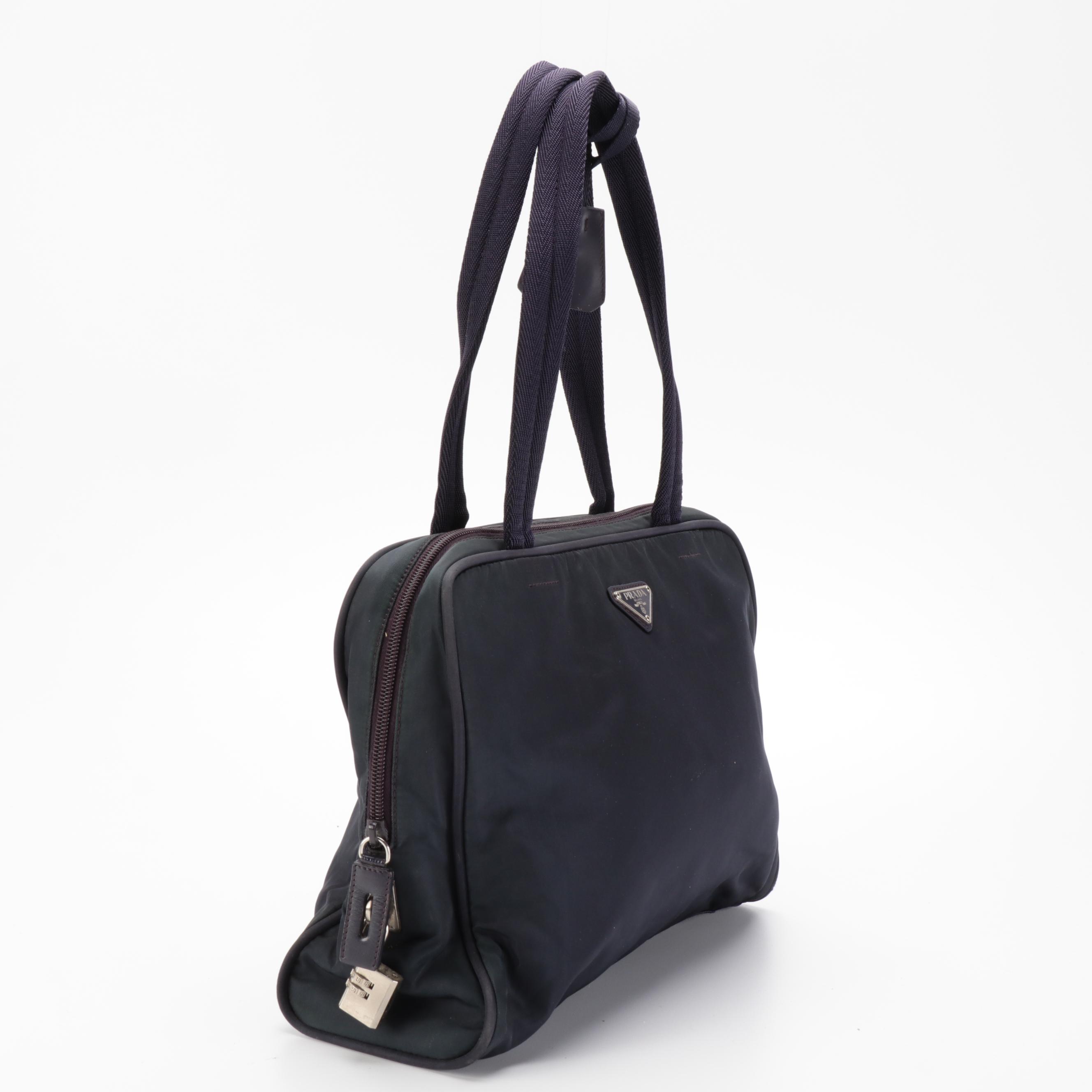 Prada Tessuto Nylon Shoulder Bag with Padlock