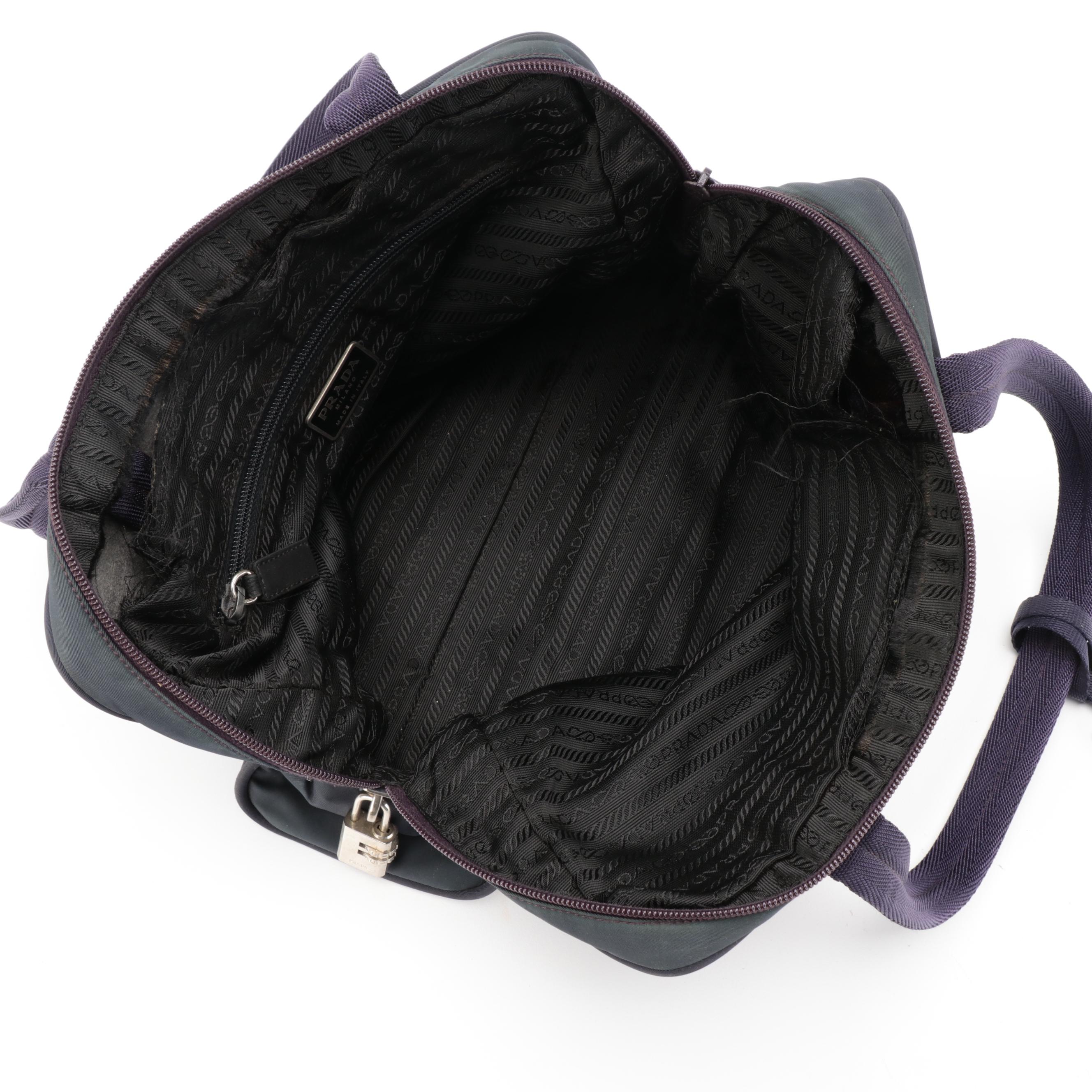Prada Tessuto Nylon Shoulder Bag with Padlock