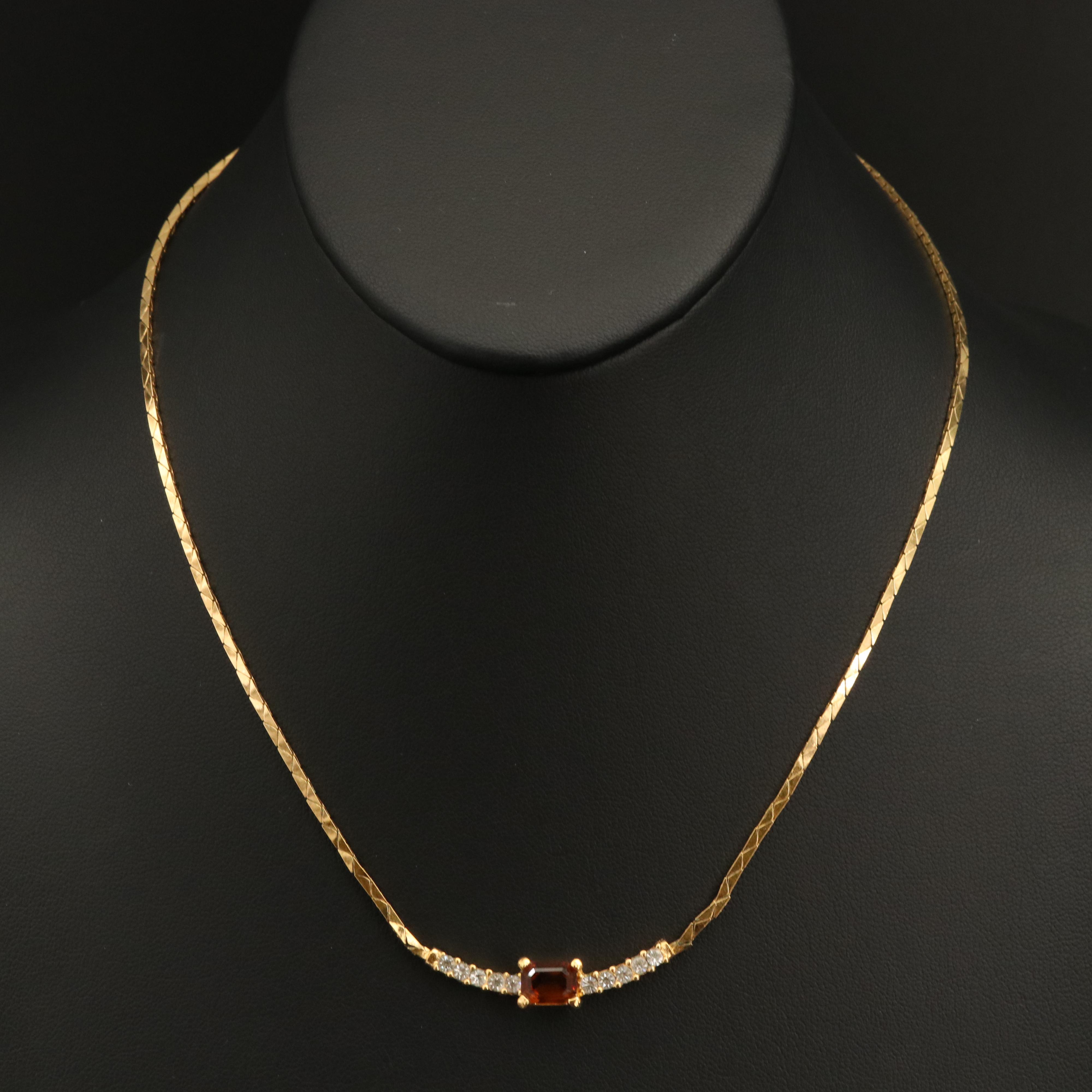 Christian Dior Rhinestone and Glass Station Necklace