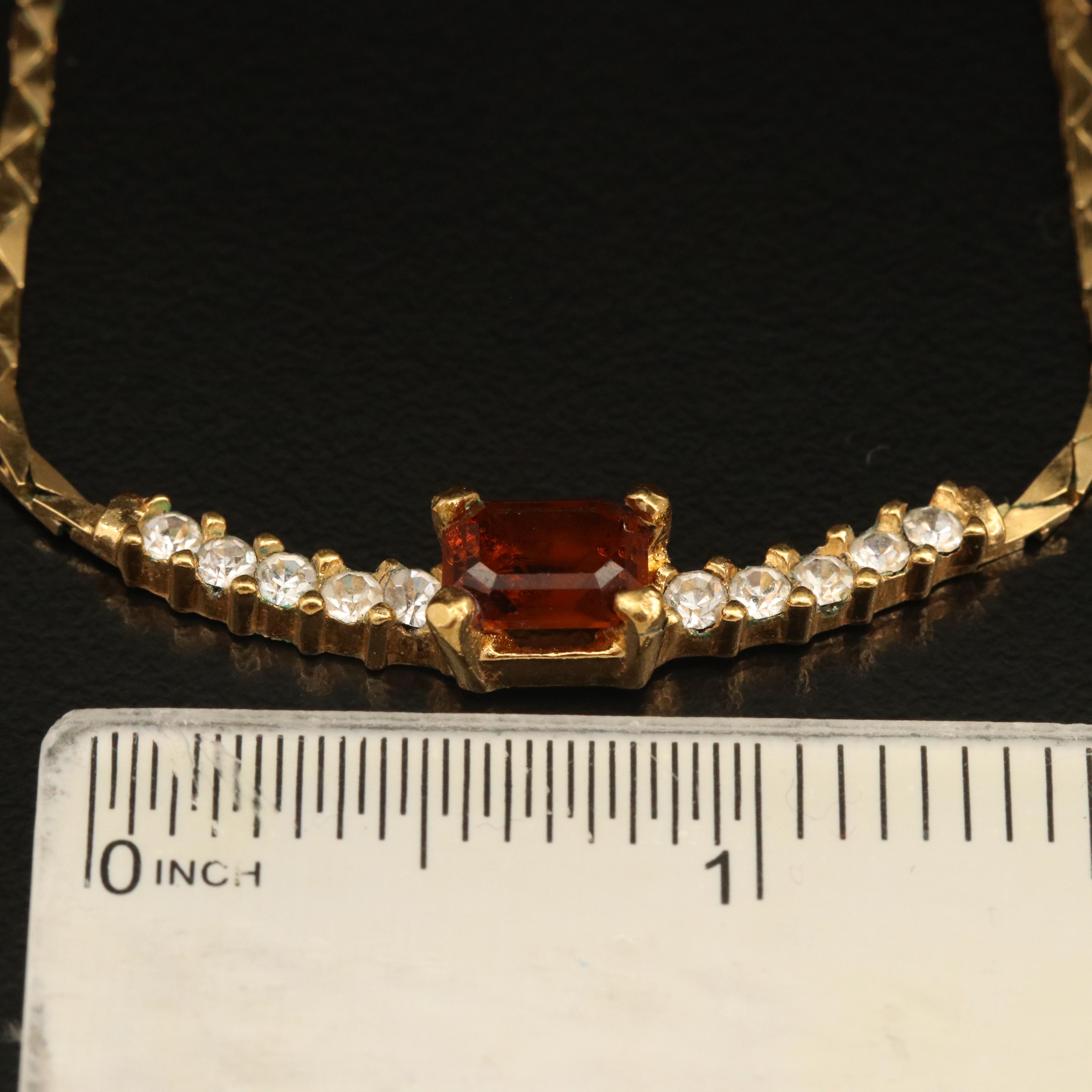 Christian Dior Rhinestone and Glass Station Necklace