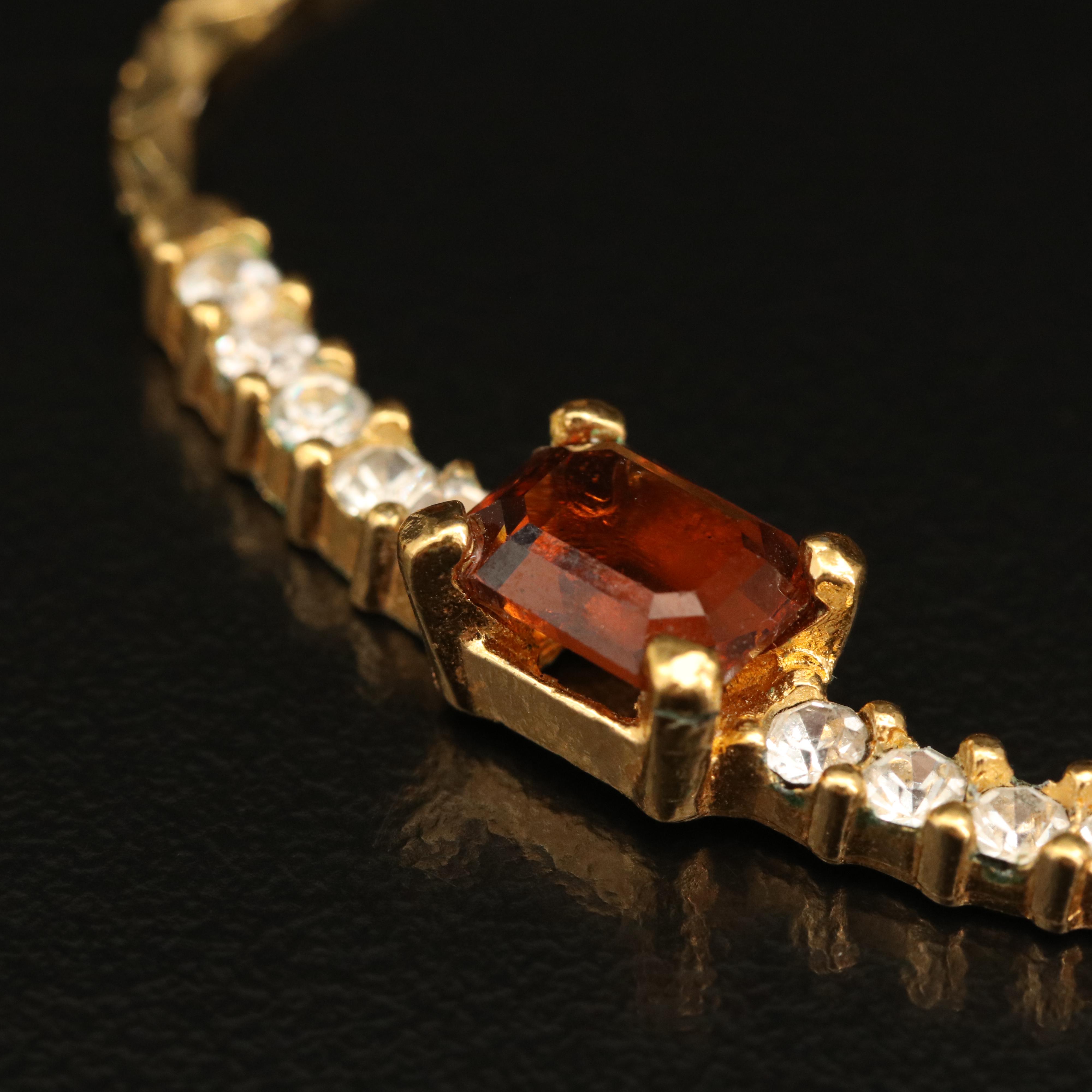 Christian Dior Rhinestone and Glass Station Necklace