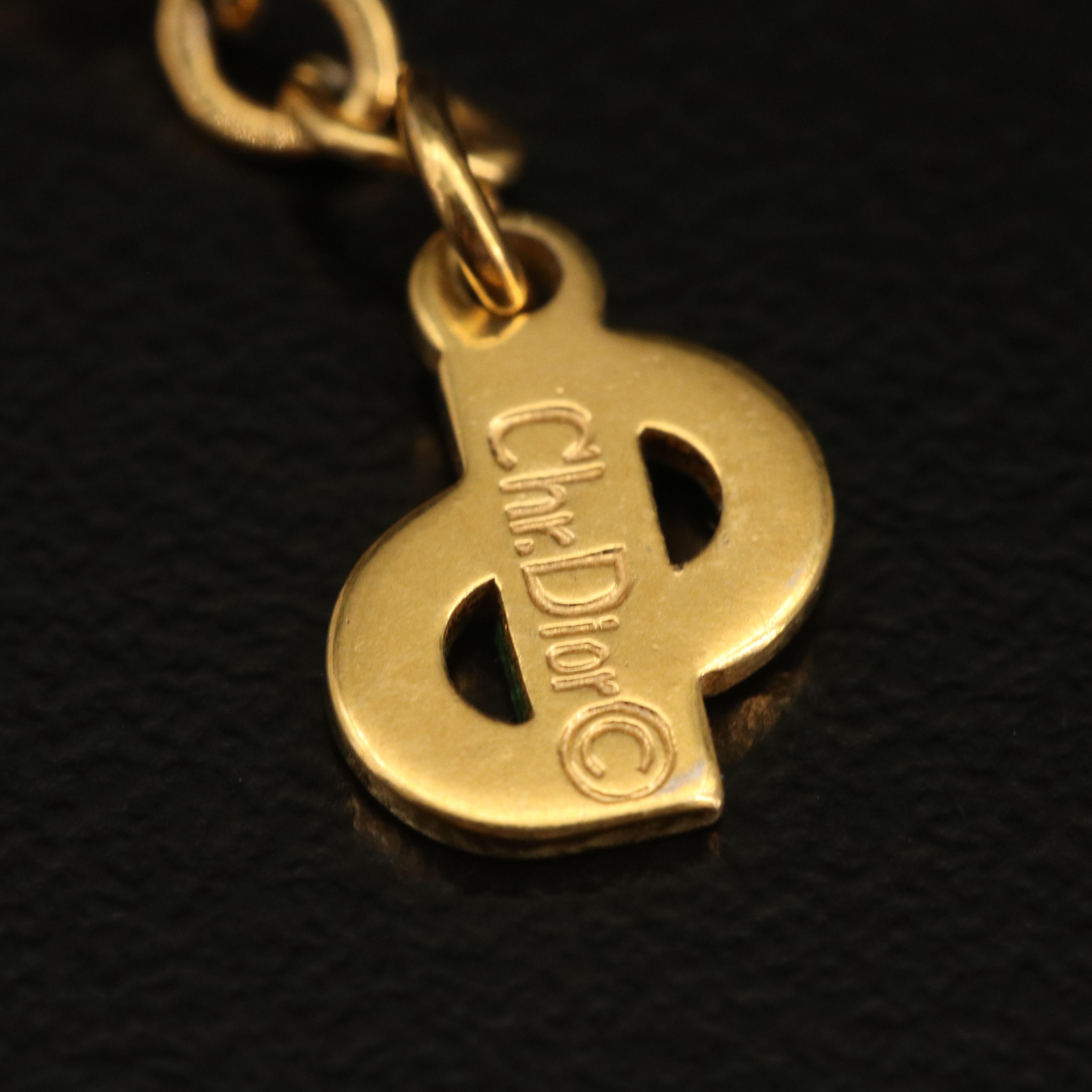 Christian Dior Rhinestone and Glass Station Necklace