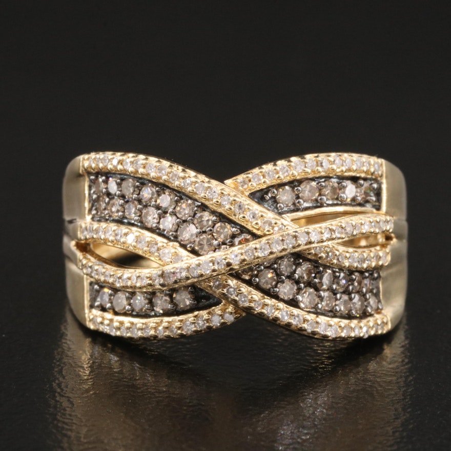 Sterling Diamond Crossover Ring