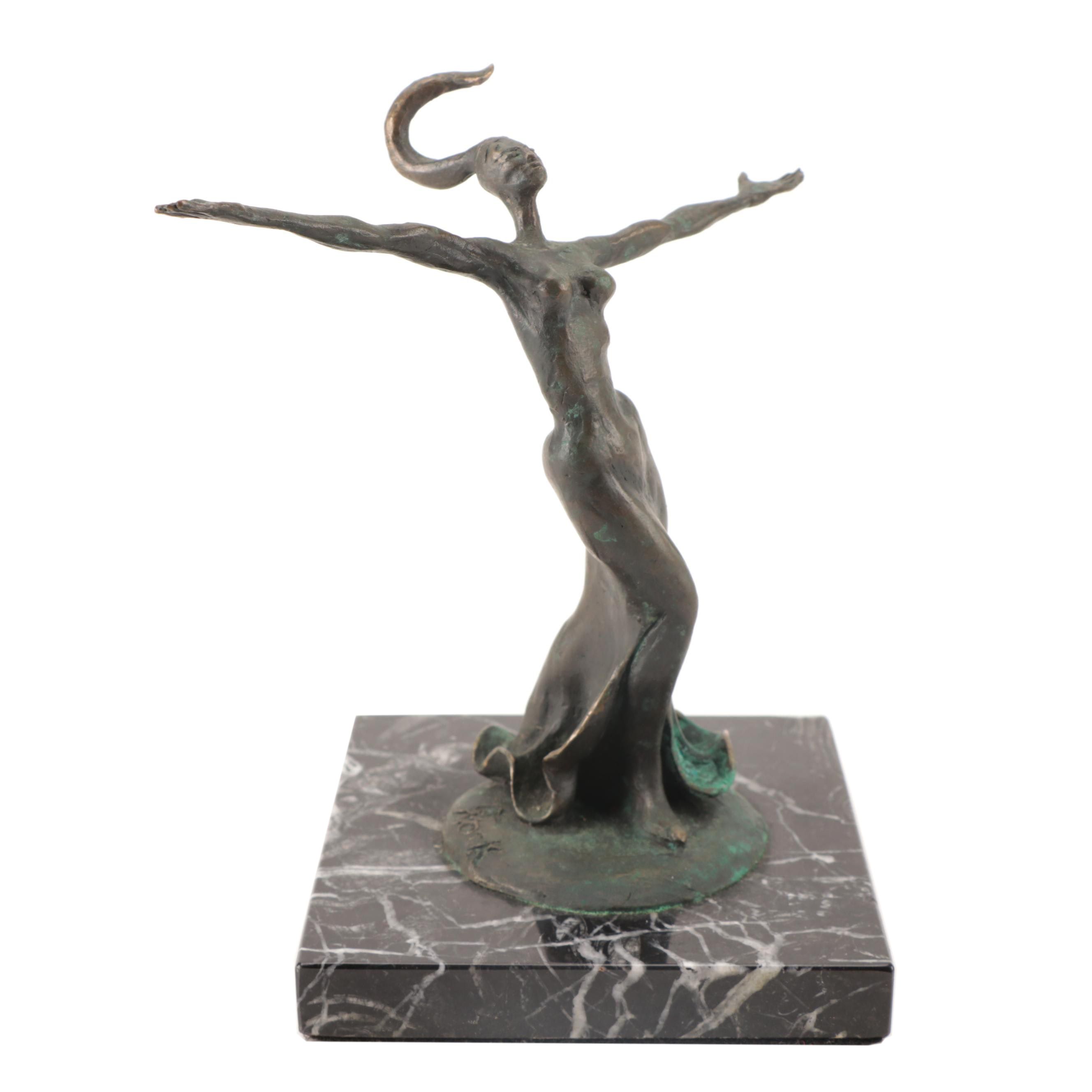 George Nock Bronze Sculpture of Dancing Female Figure