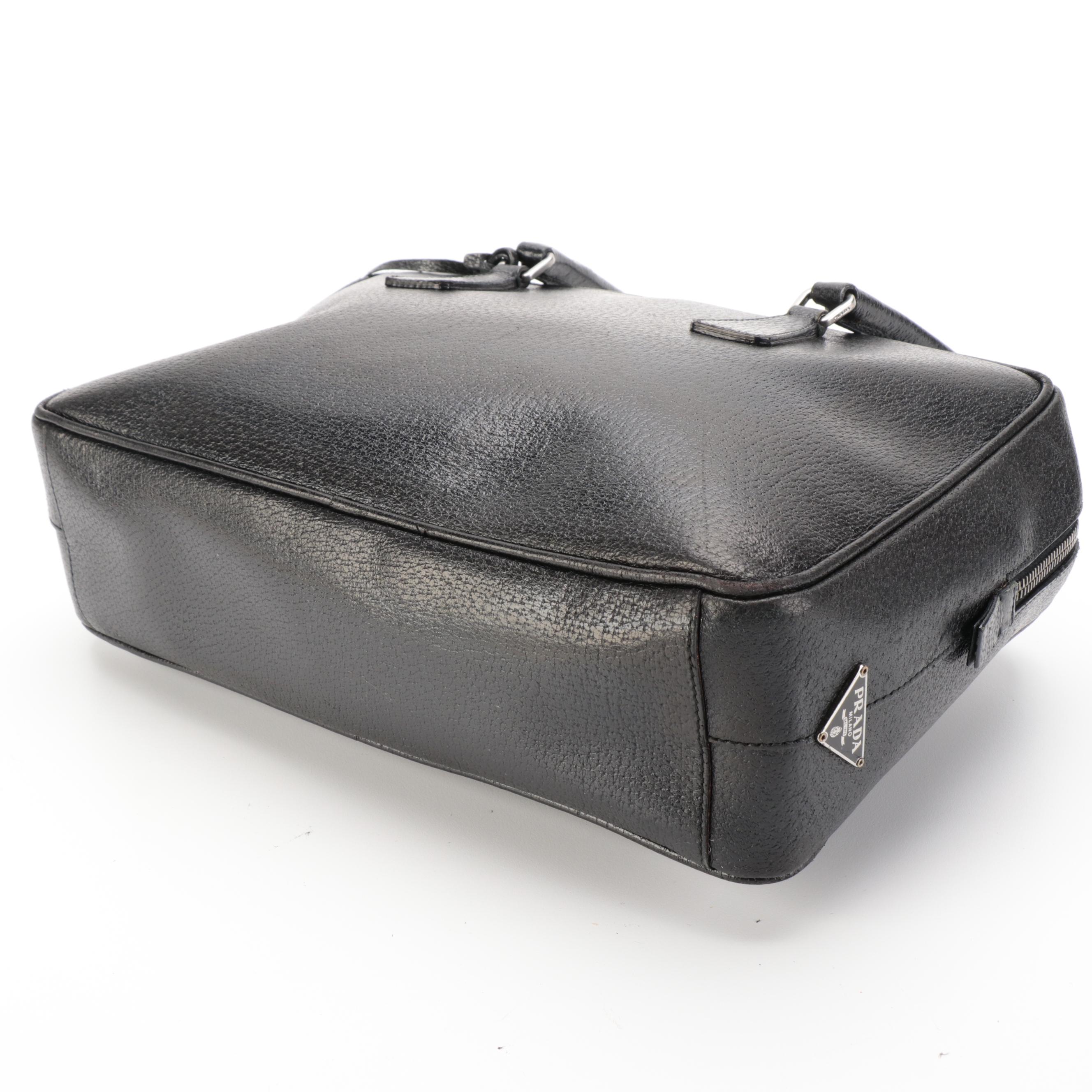 Prada Handbag in Black Leather with Padlock