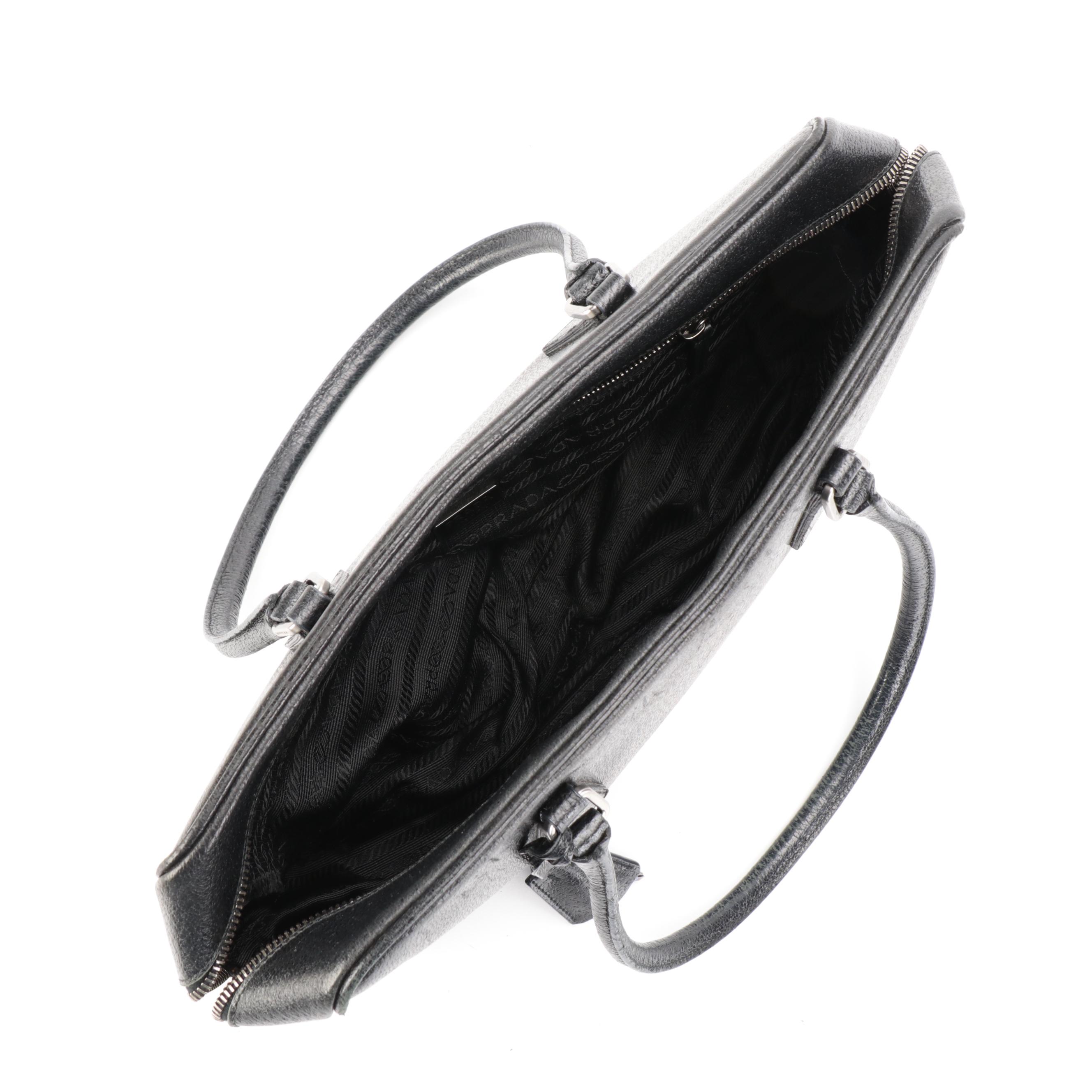 Prada Handbag in Black Leather with Padlock