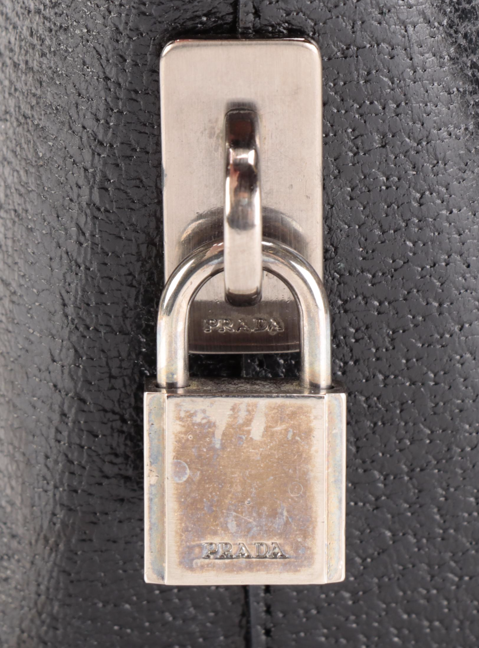 Prada Handbag in Black Leather with Padlock