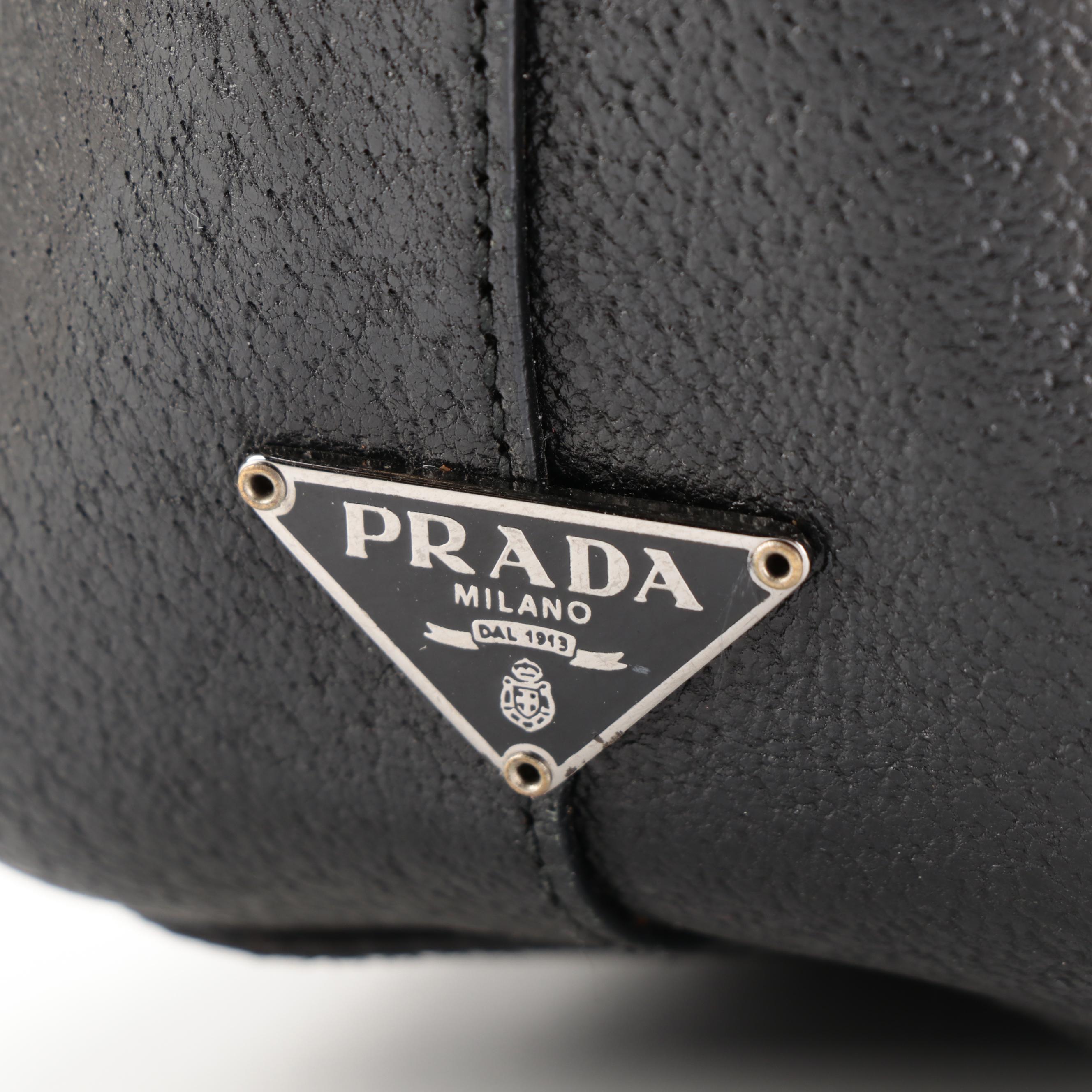 Prada Handbag in Black Leather with Padlock