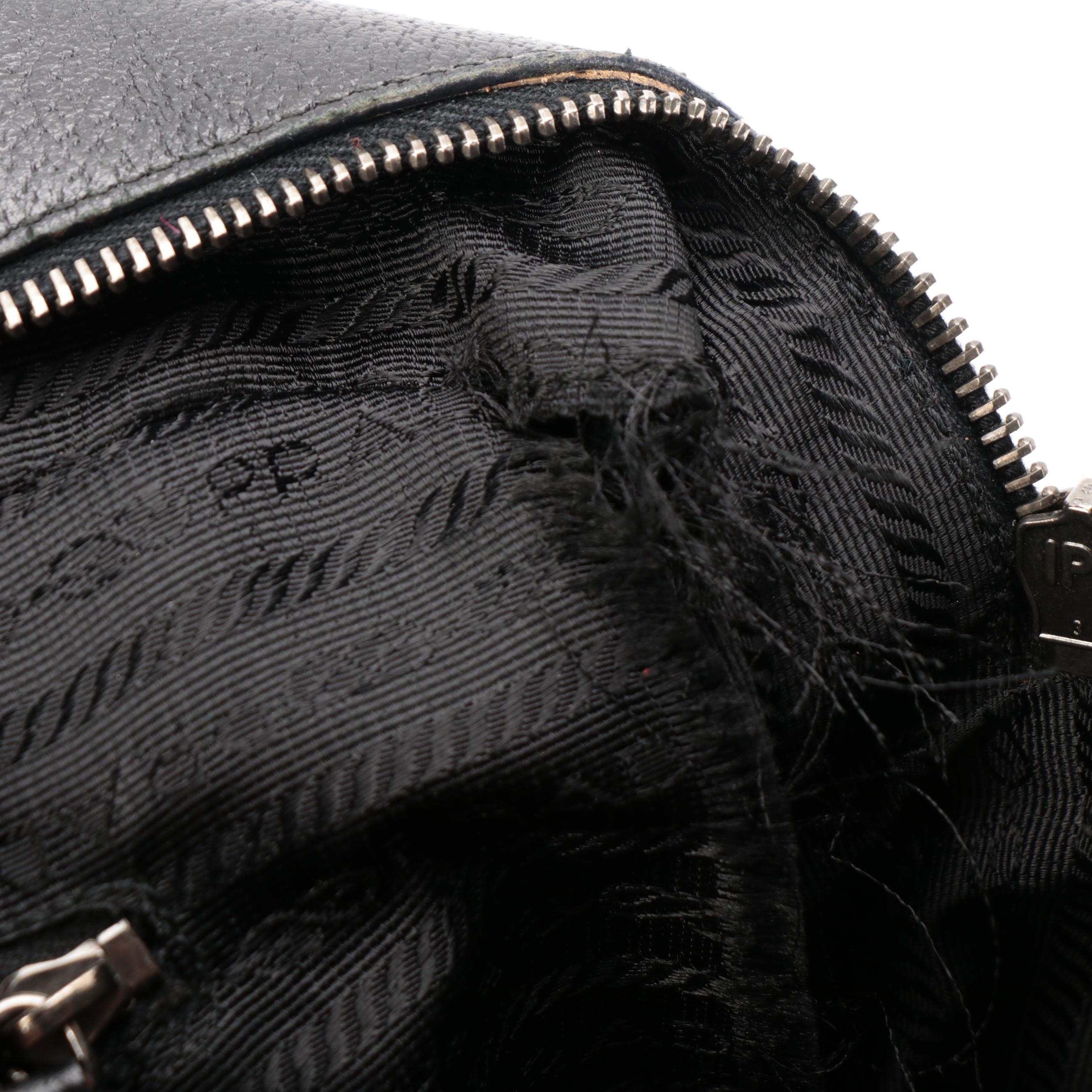 Prada Handbag in Black Leather with Padlock