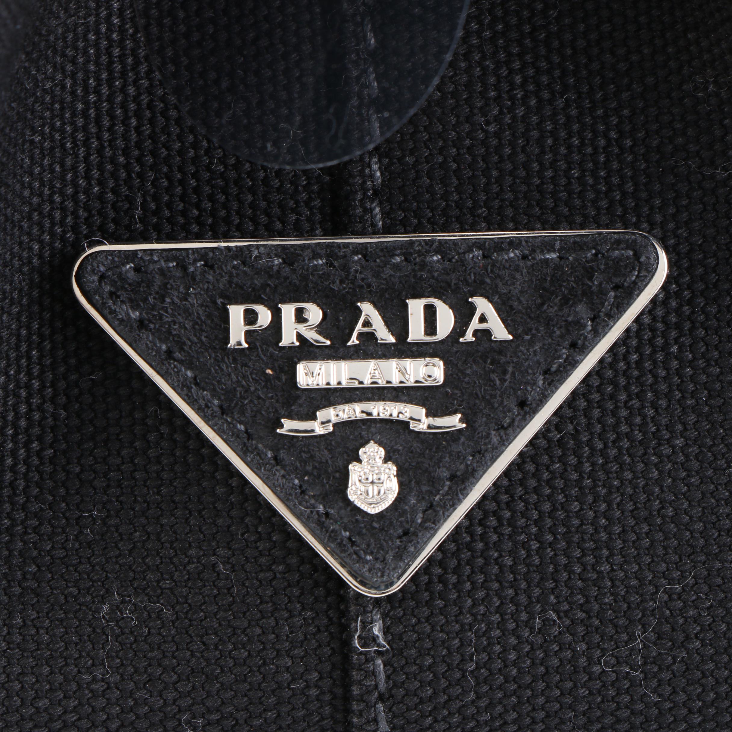 Prada Canapa Pailette and Beaded Embellished Black Canvas Tote