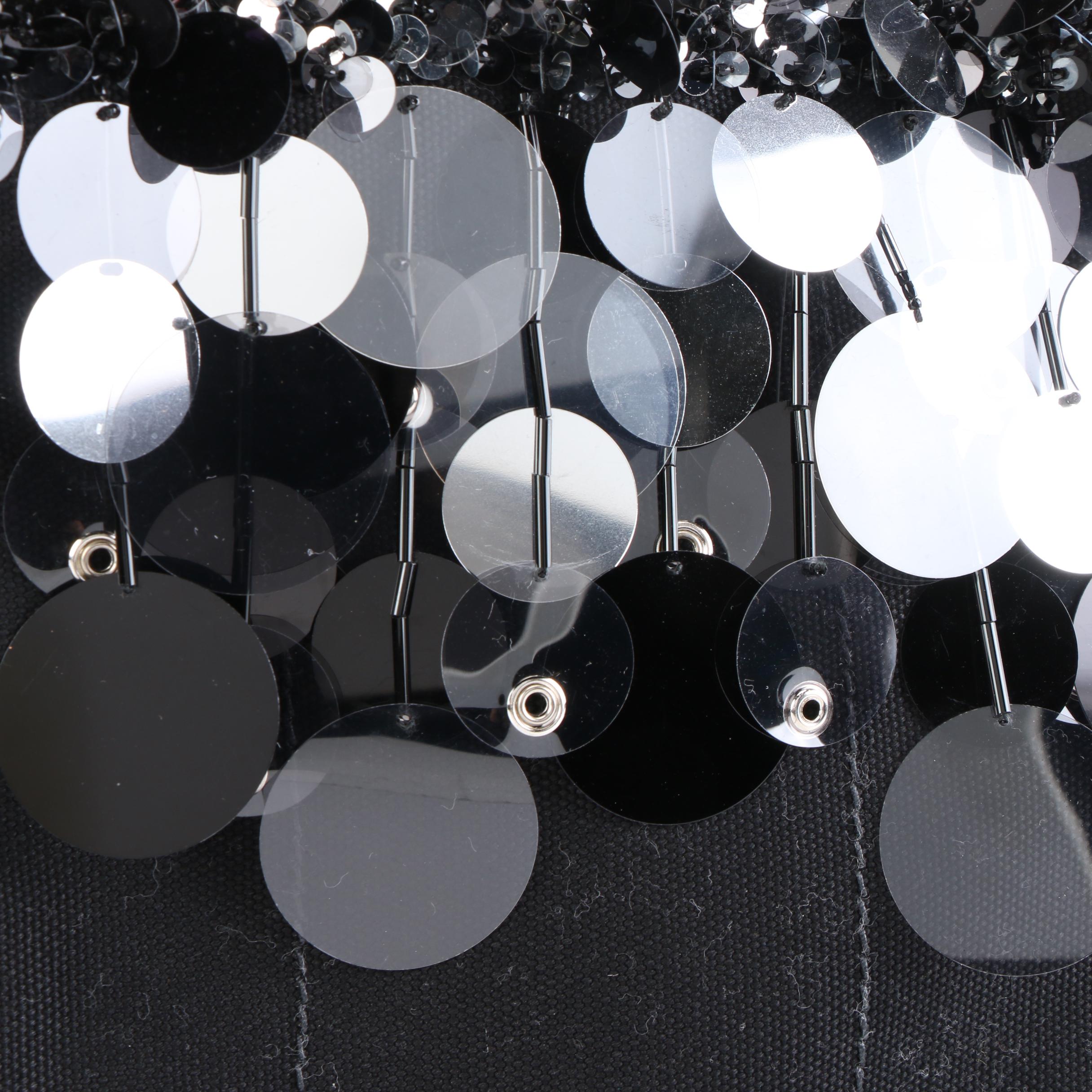 Prada Canapa Pailette and Beaded Embellished Black Canvas Tote