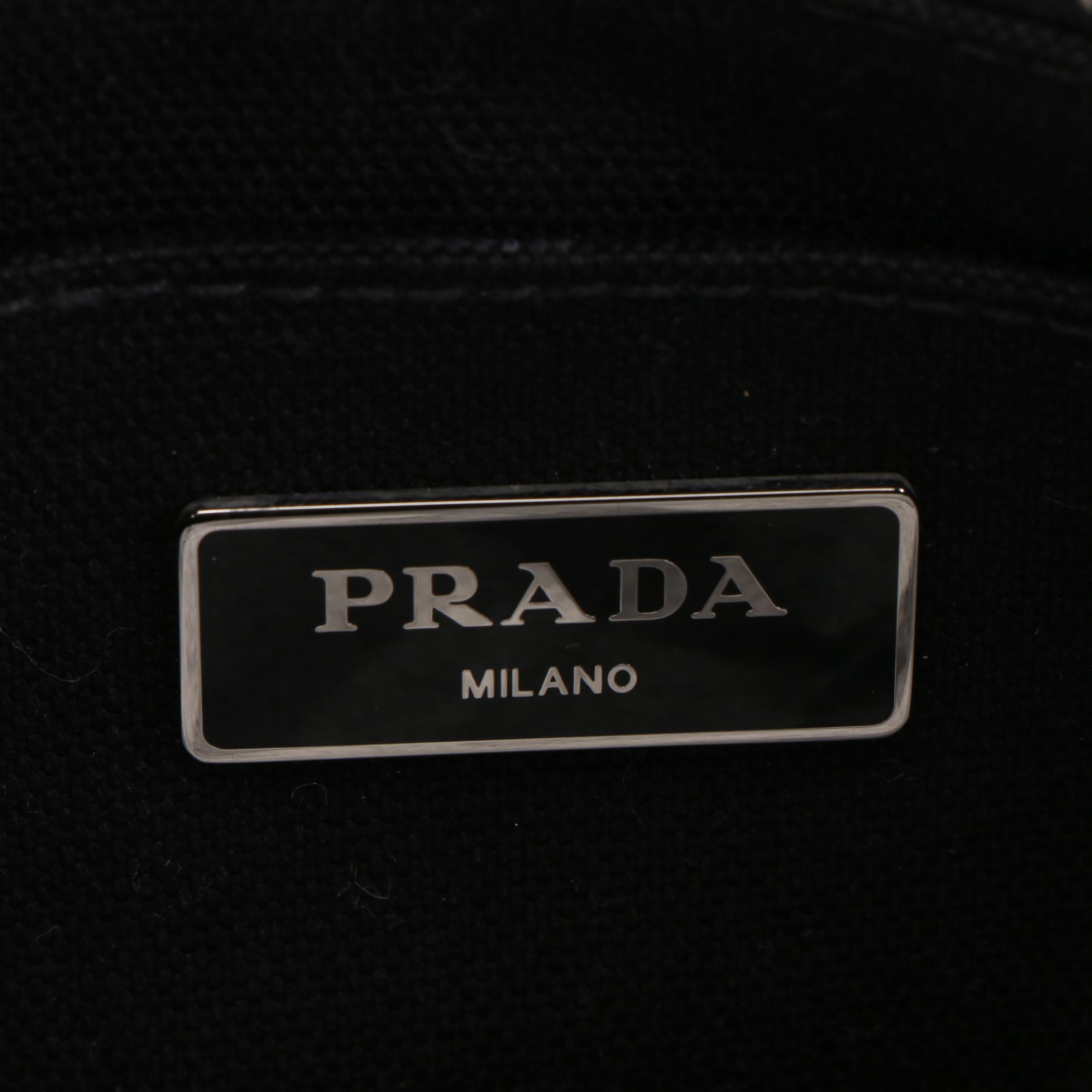 Prada Canapa Pailette and Beaded Embellished Black Canvas Tote