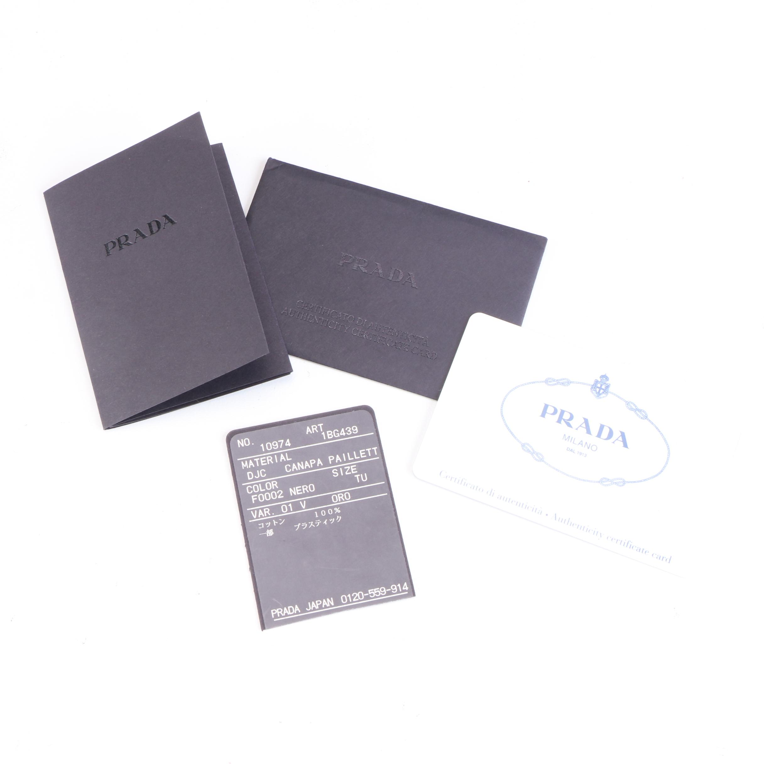 Prada Canapa Pailette and Beaded Embellished Black Canvas Tote