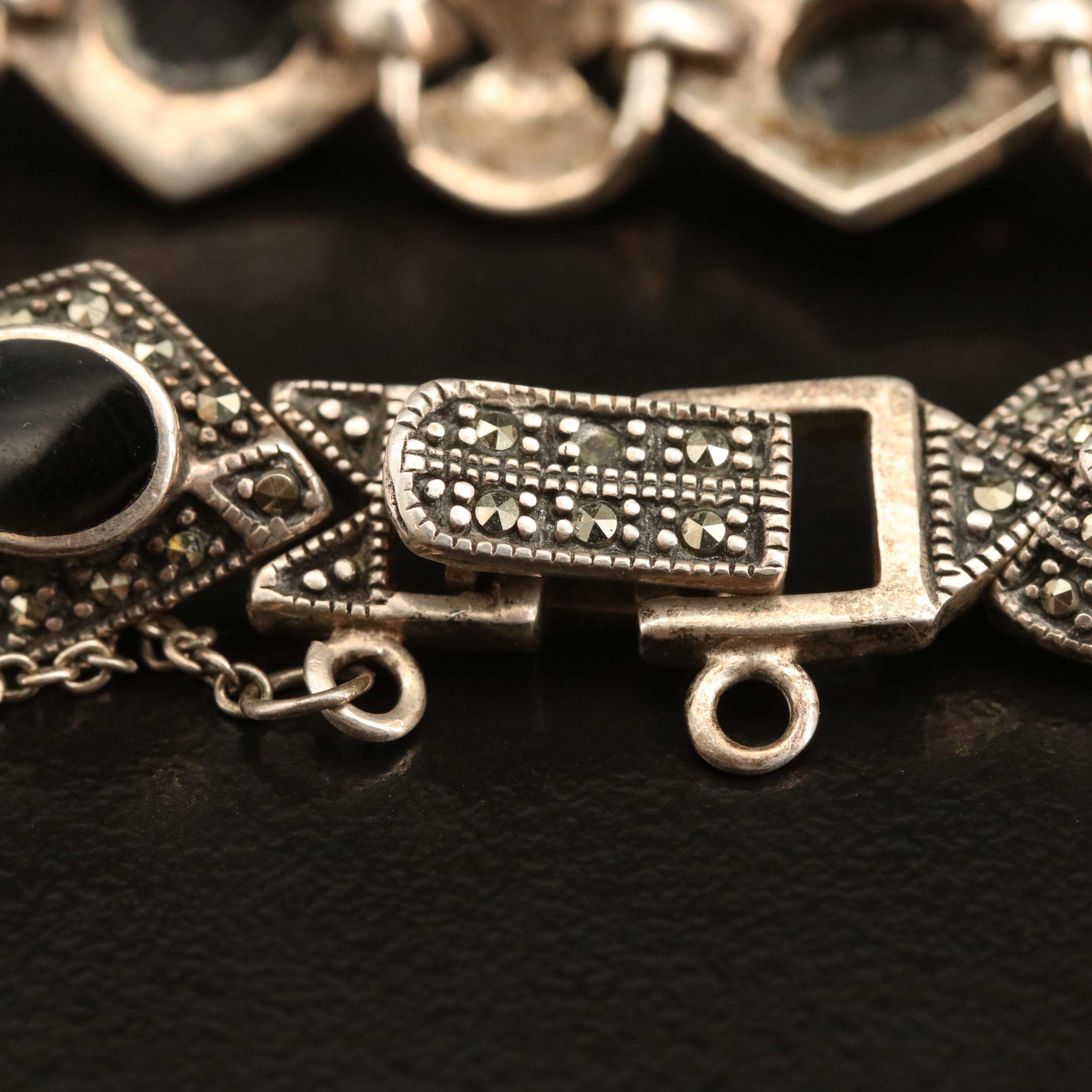 Sterling Earrings, Bracelets and Pendant Including Pearl and Black Onyx