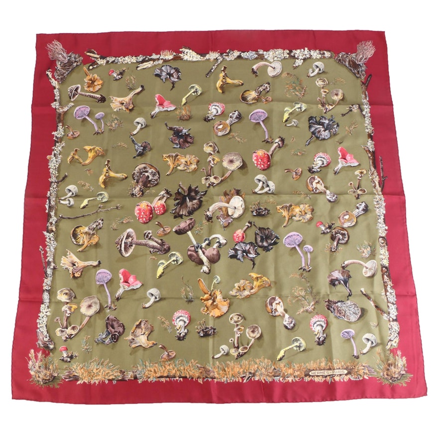 Hermès "Champignons" Silk Twill Scarf