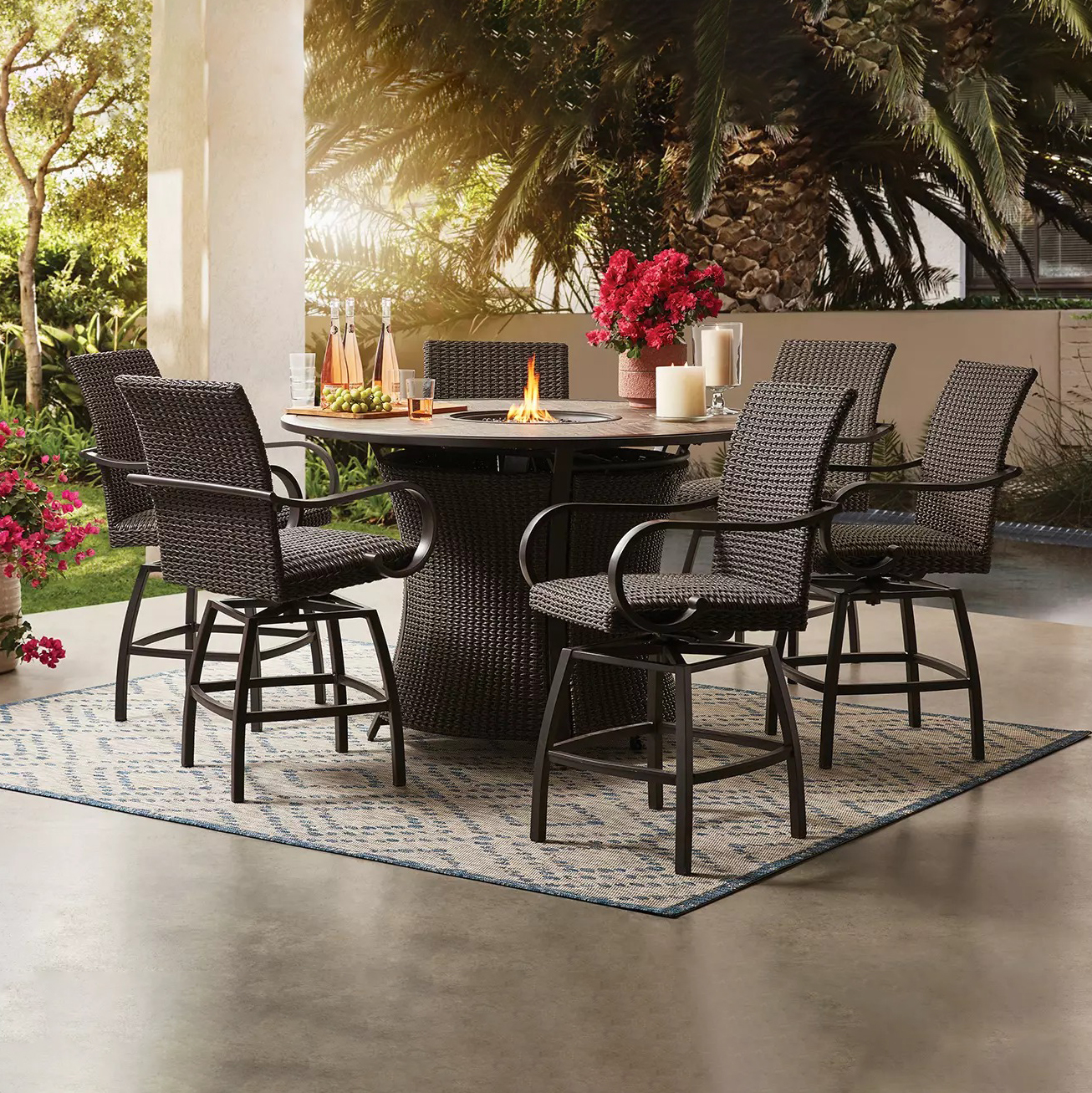 Homewood 7-Piece Counter-Height Fire Pit Set